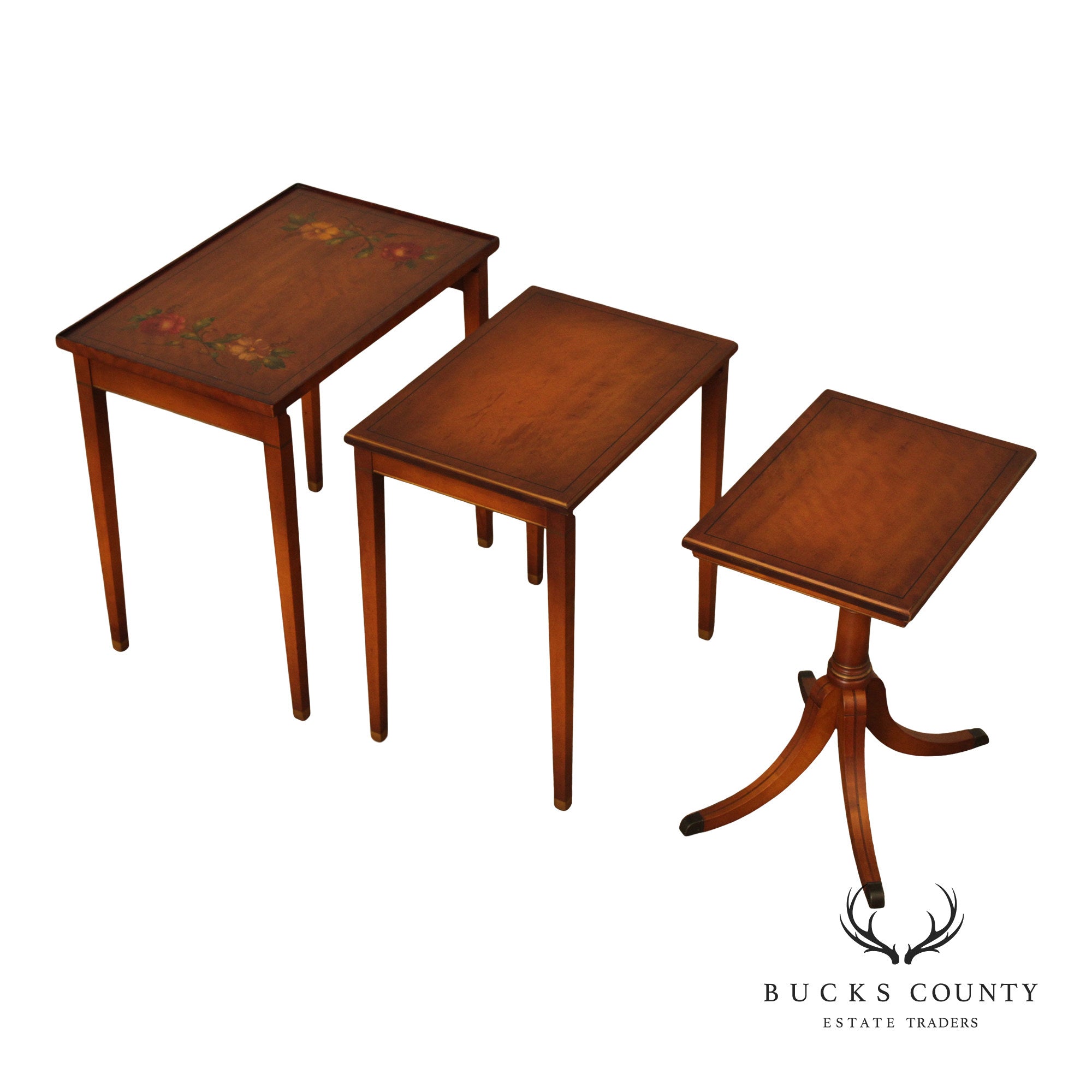 1930's Imperial Furniture Edwardian Set of Three Satinwood Nesting Tables