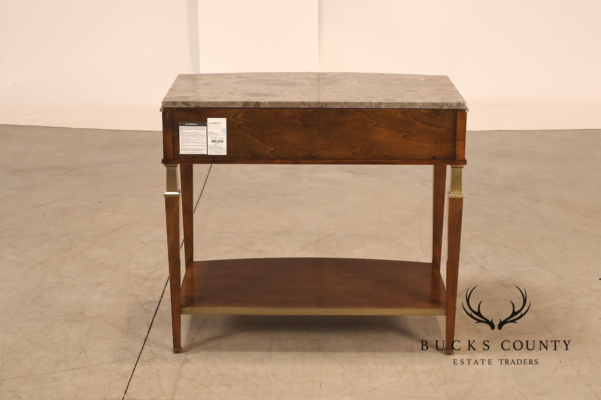Johnathan Charles 'Barcelona' Marble Top Walnut Nightstand