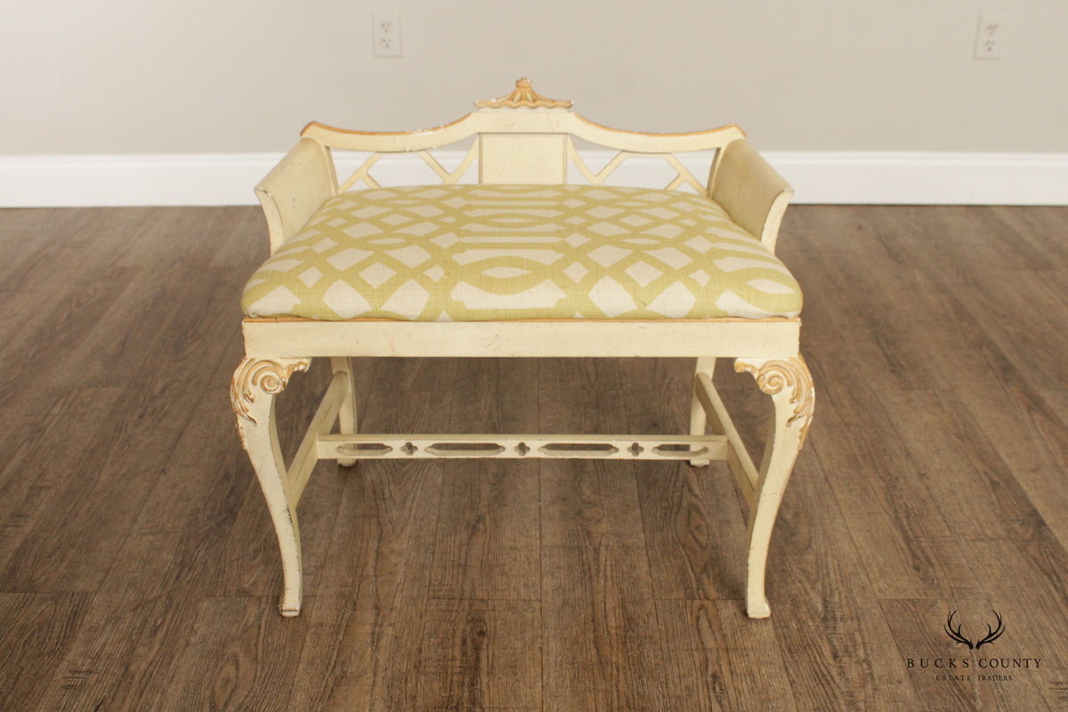 Italian Florentine Style Painted and Partial Gilt Vanity Seat