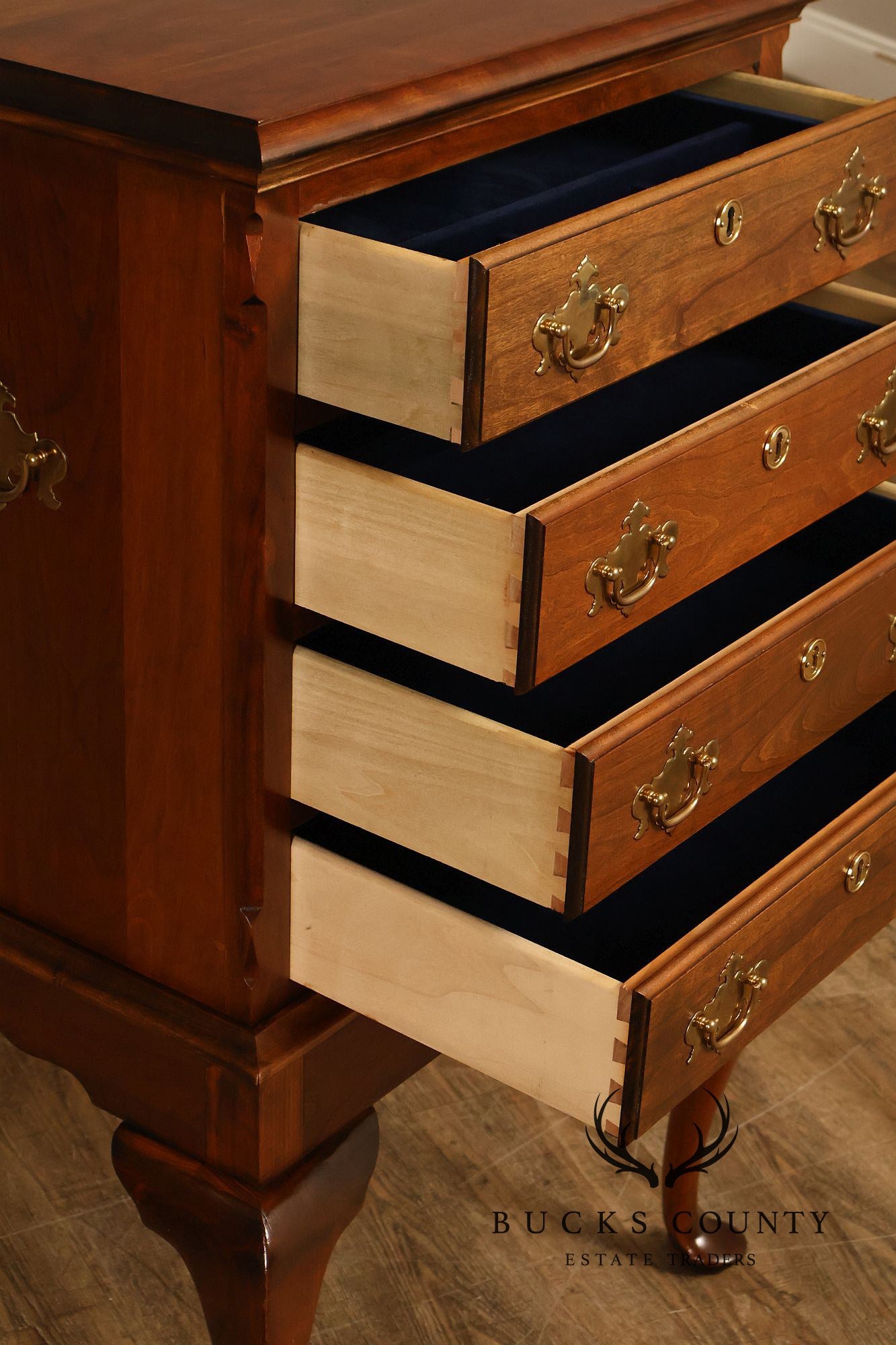 Custom Crafted Queen Anne Style Cherry Silver Chest On Frame