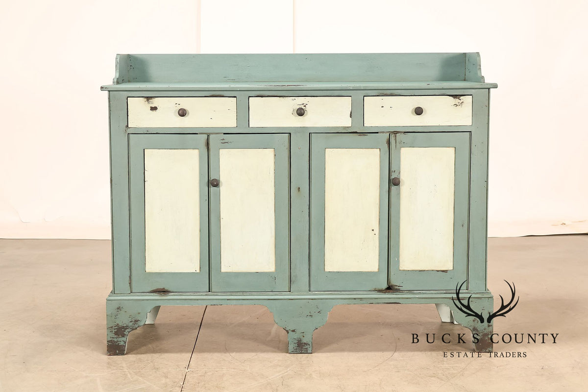 John Edward Pavlik Custom Painted Country Four-Door Sideboard Cabinet