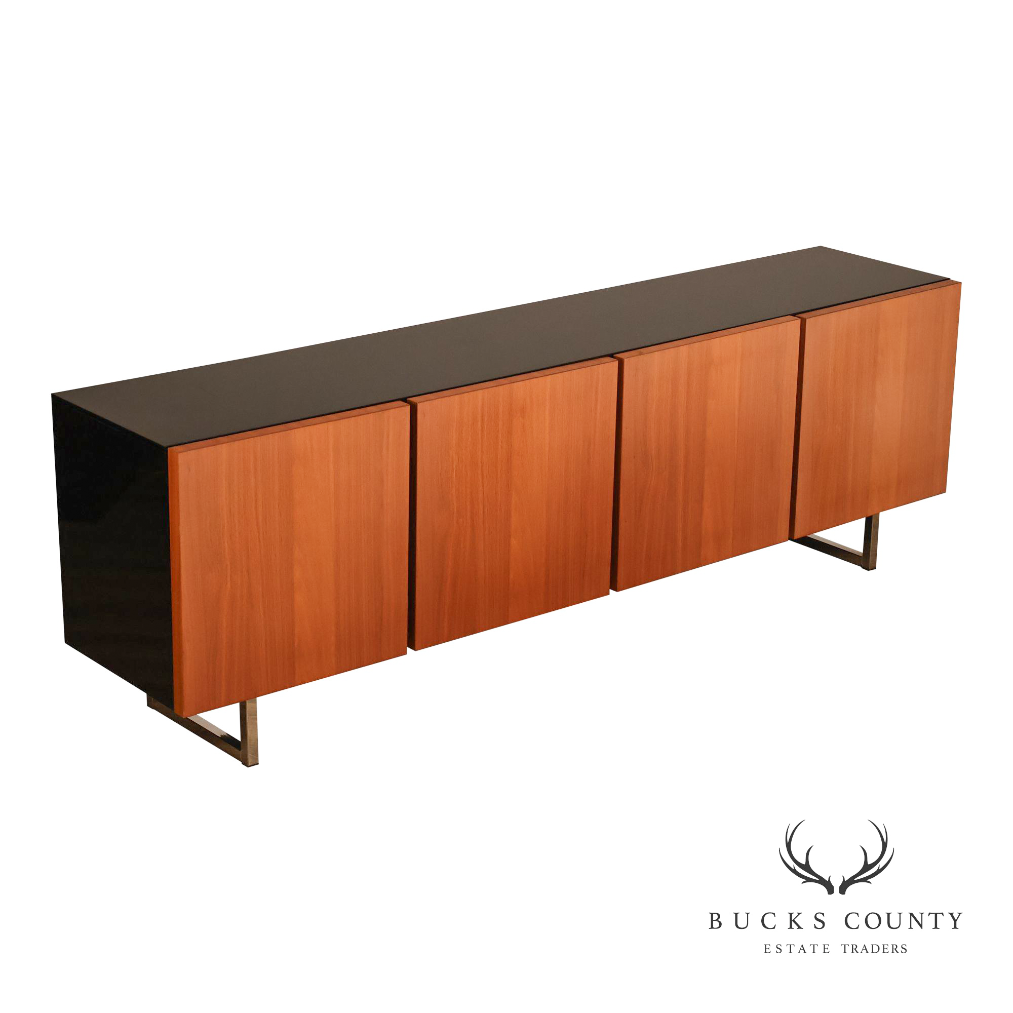 Mid Century Modern Black Top Credenza