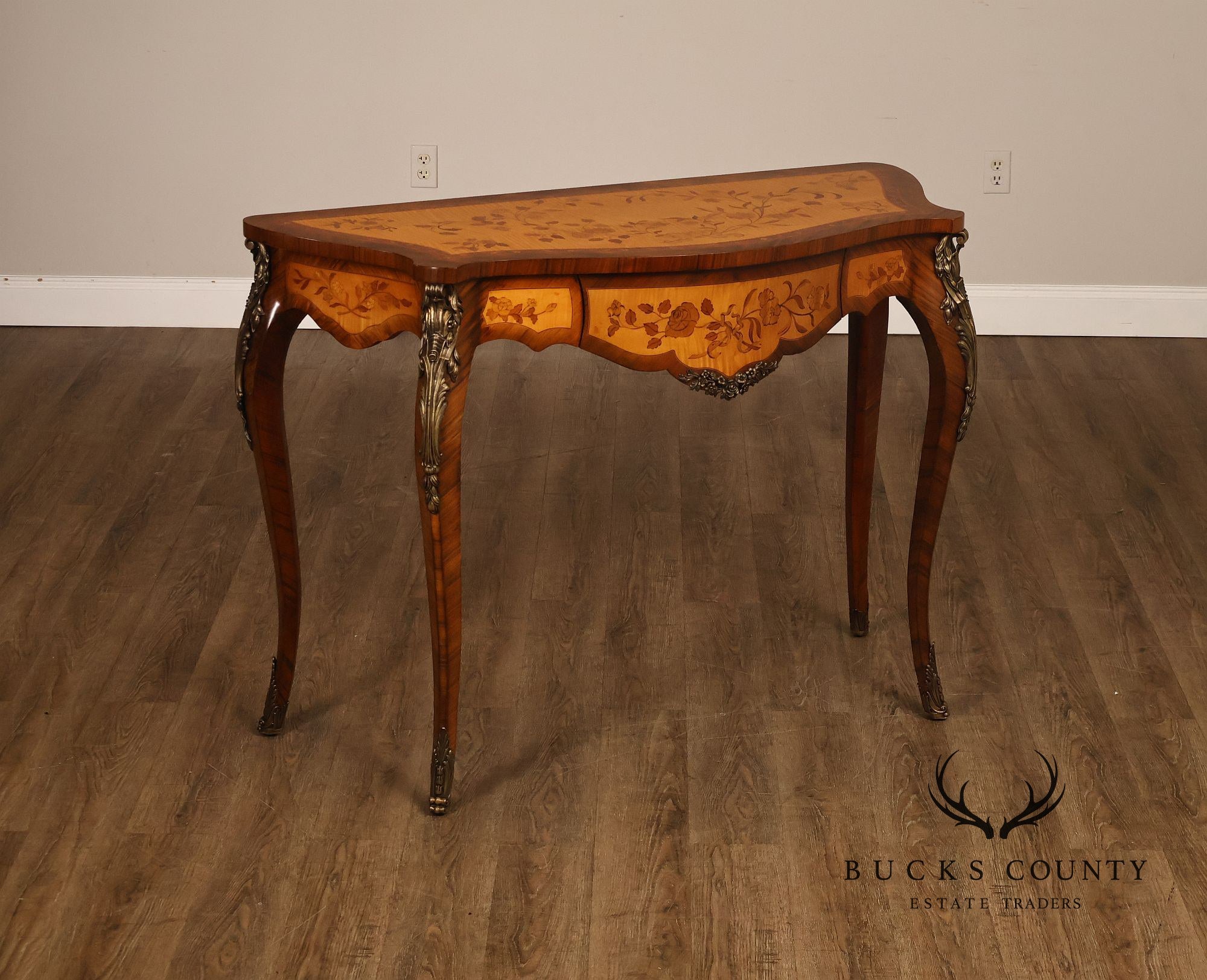 Maitland-Smith French Louis XV Style Inlaid Console Table