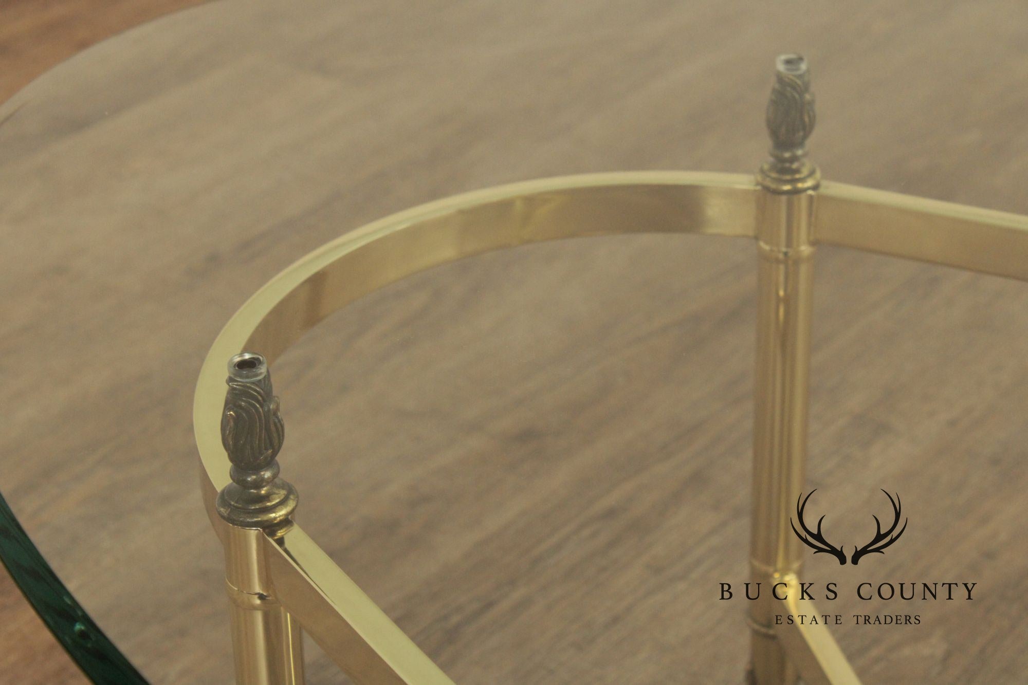 Hollywood Regency Glass Top Oval Coffee Table