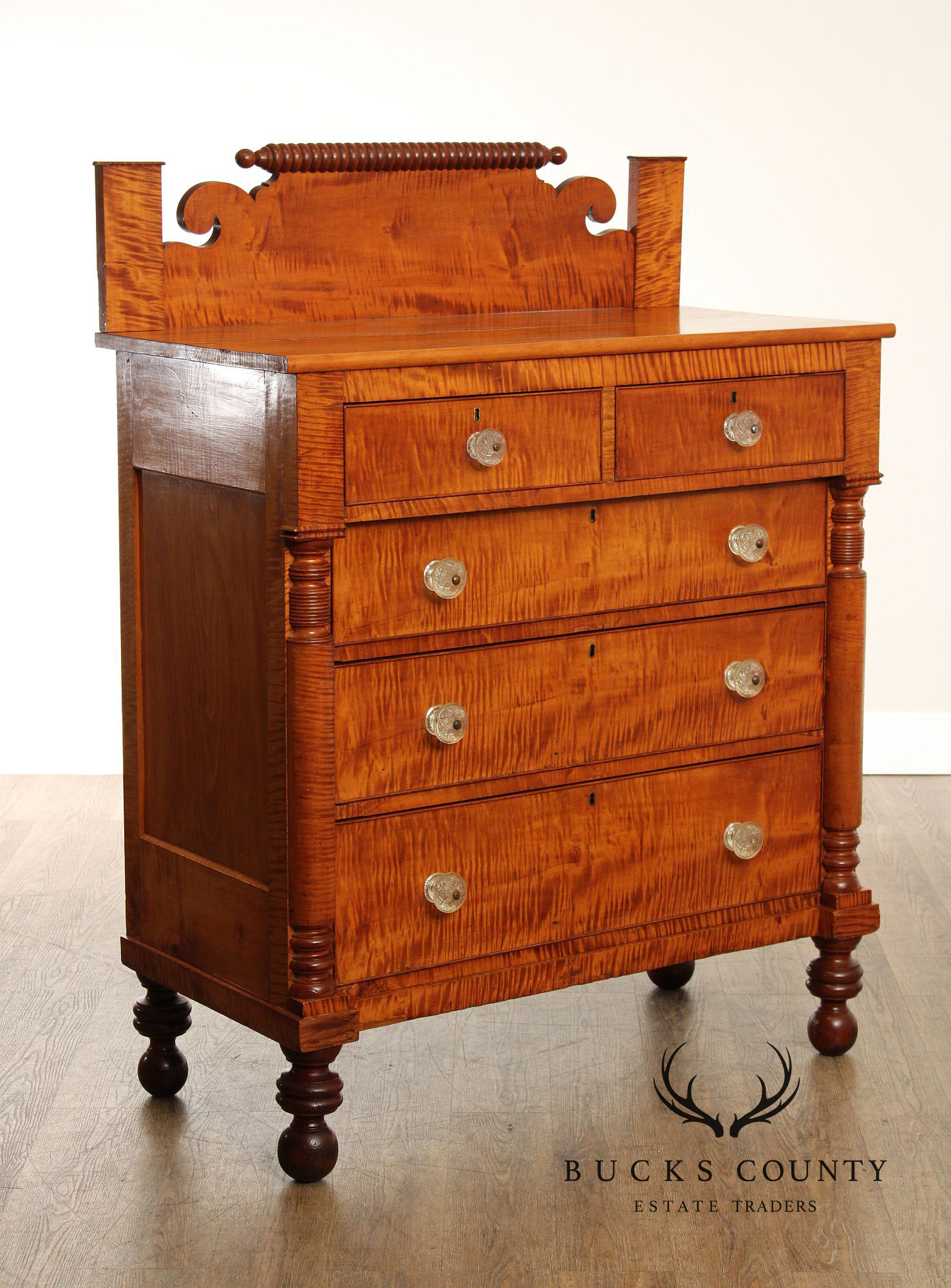 Antique Federal Tiger Maple Chest of Drawers