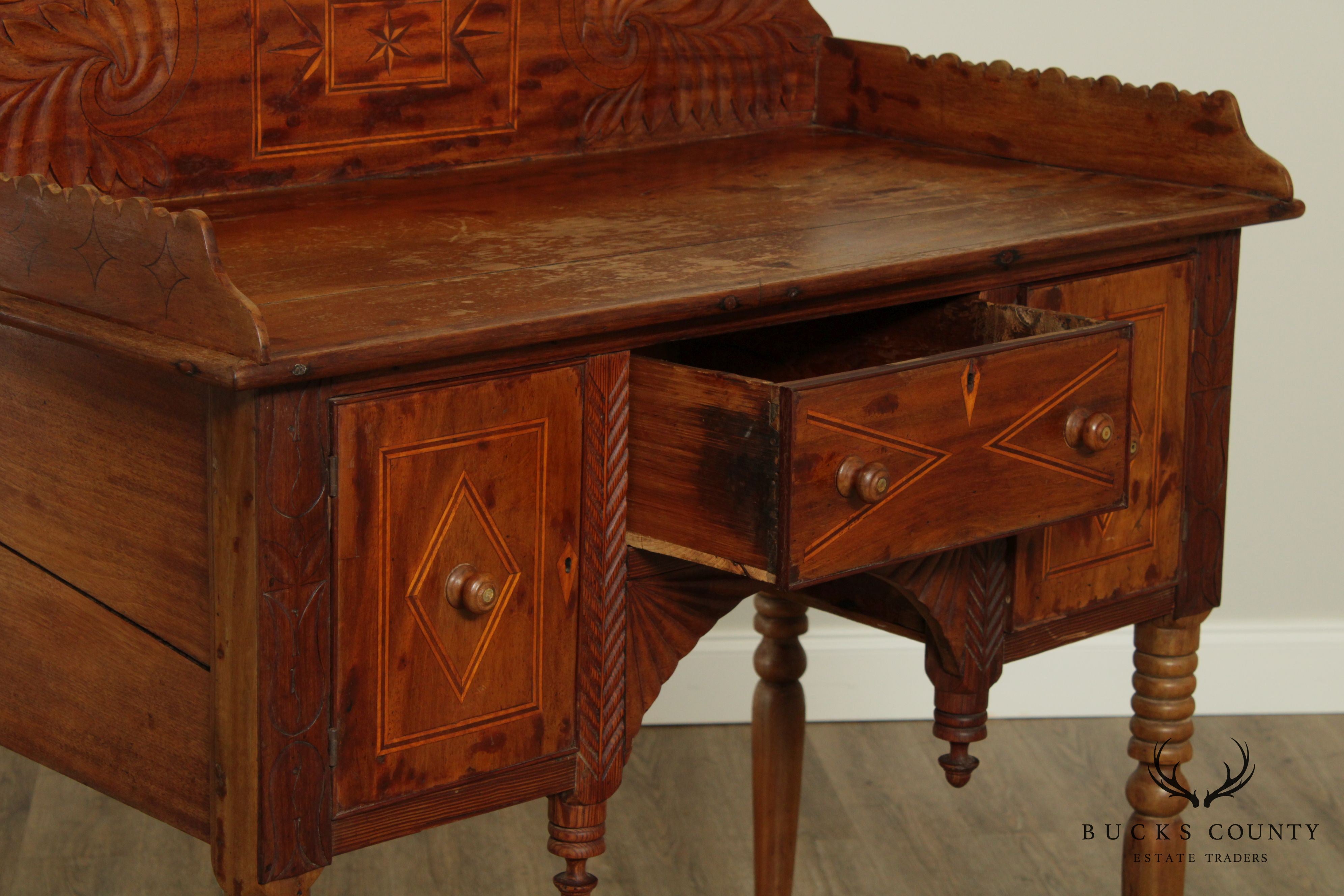 Caribbean or West Indies Antique Mahogany Inlaid Server