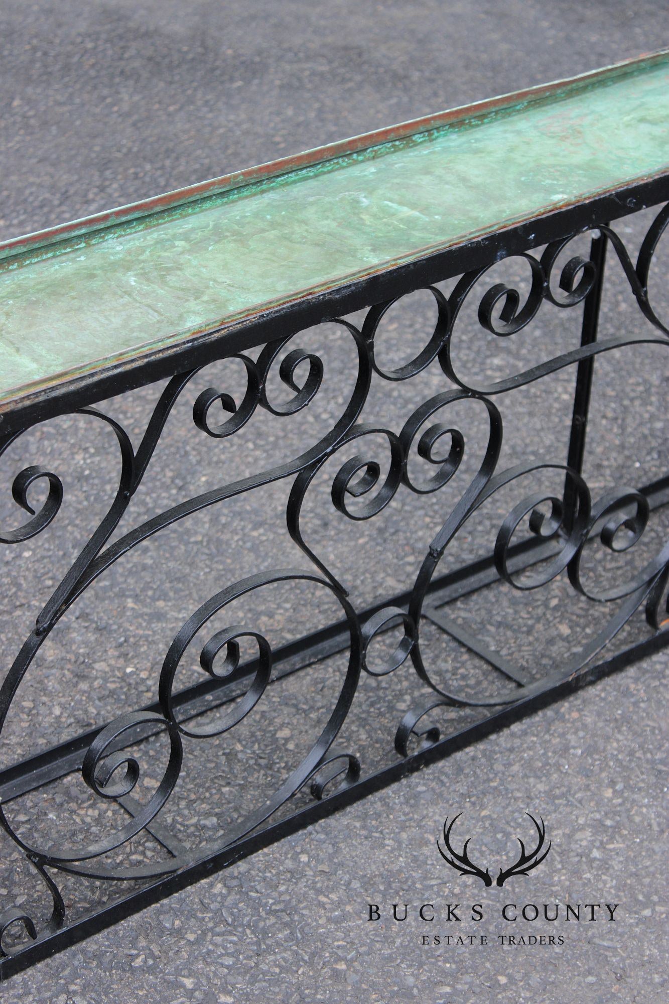 Ornamental Iron Window Length Narrow Planter With Copper Insert