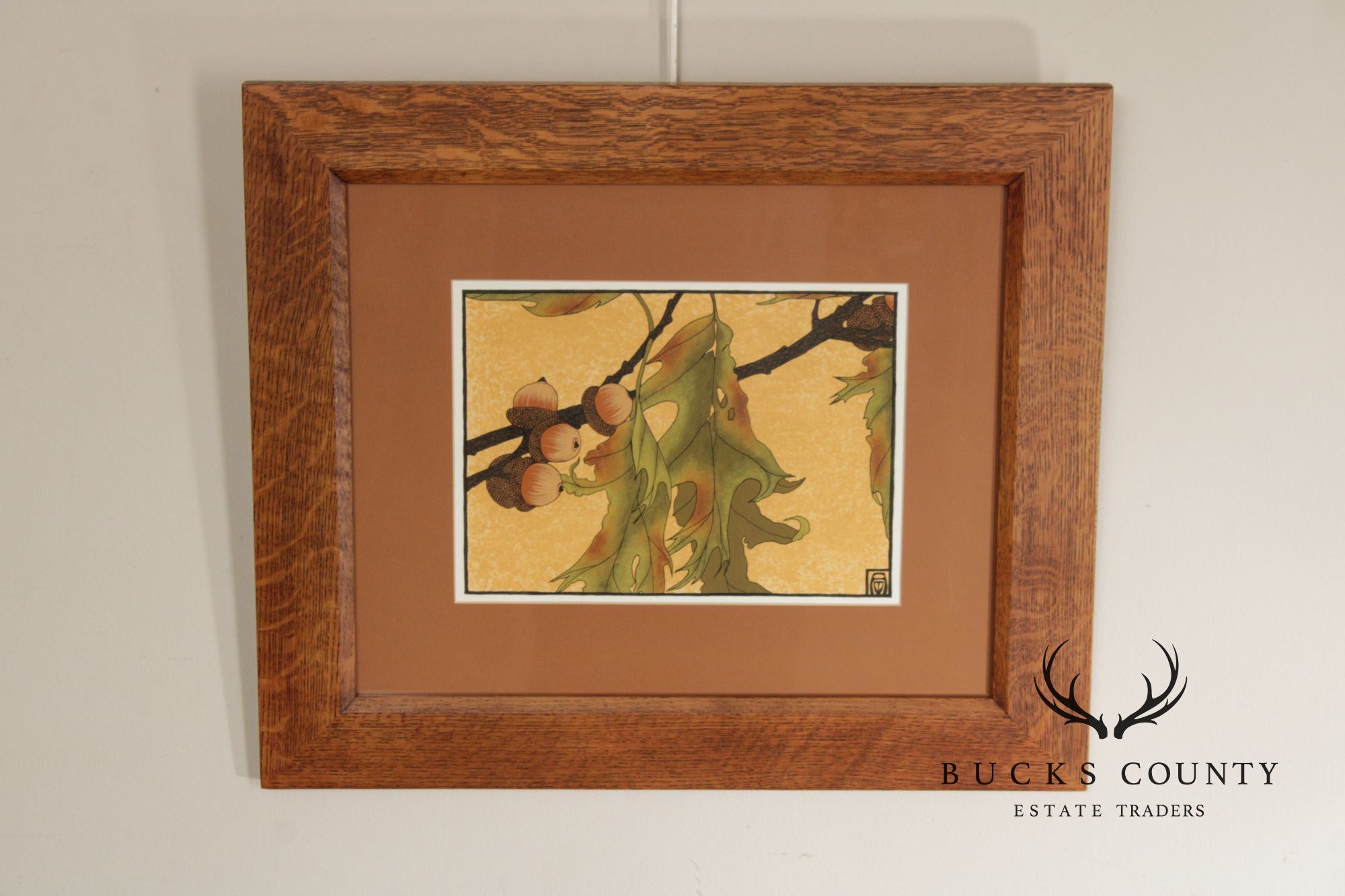 Anita Munman Arts & Crafts Style Framed Drawing, 'Pin Oak'