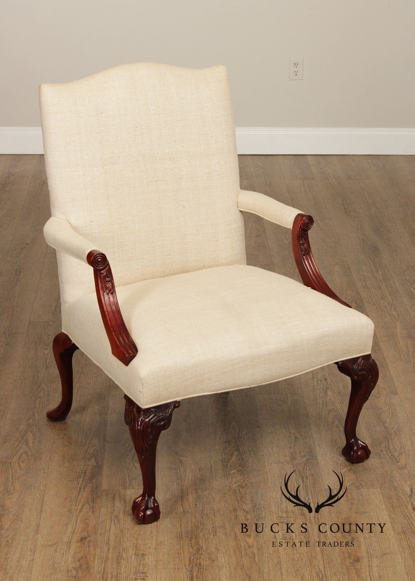 Georgian Style Mahogany Gainsborough Library Armchair