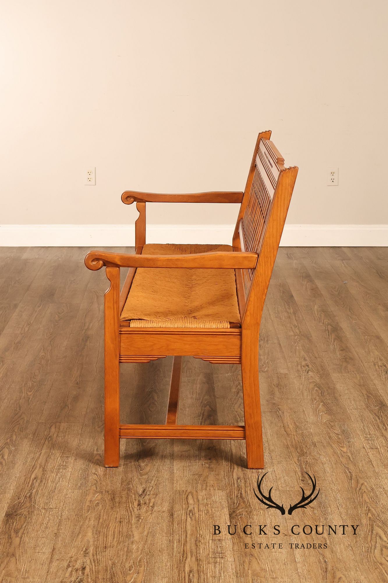 Vintage Southwestern Style Rush Seat Bench