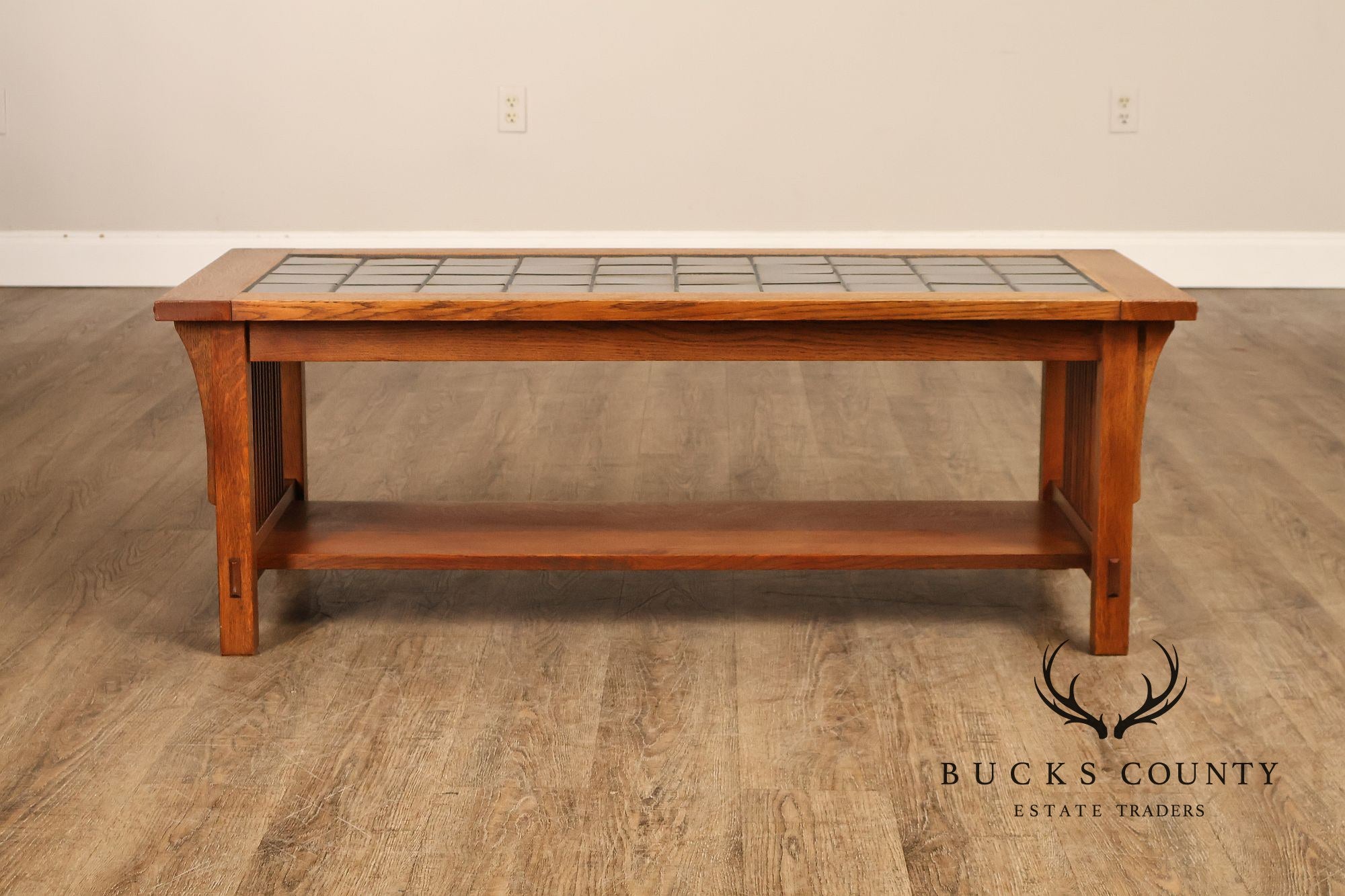 Stickley Mission Collection Oak Tile Top Coffee Table