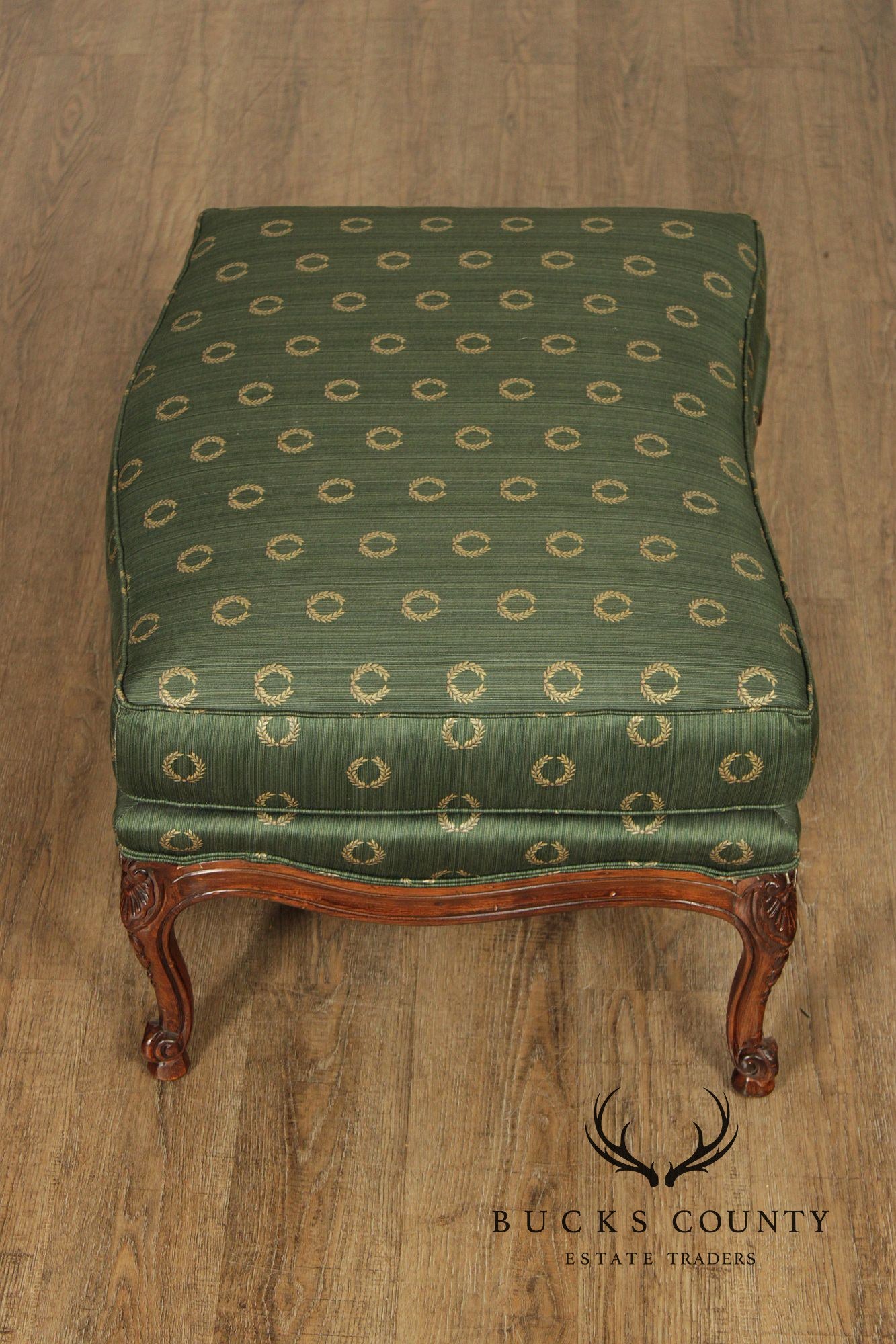 Sherrill Furniture Rococo Style Carved Ottoman