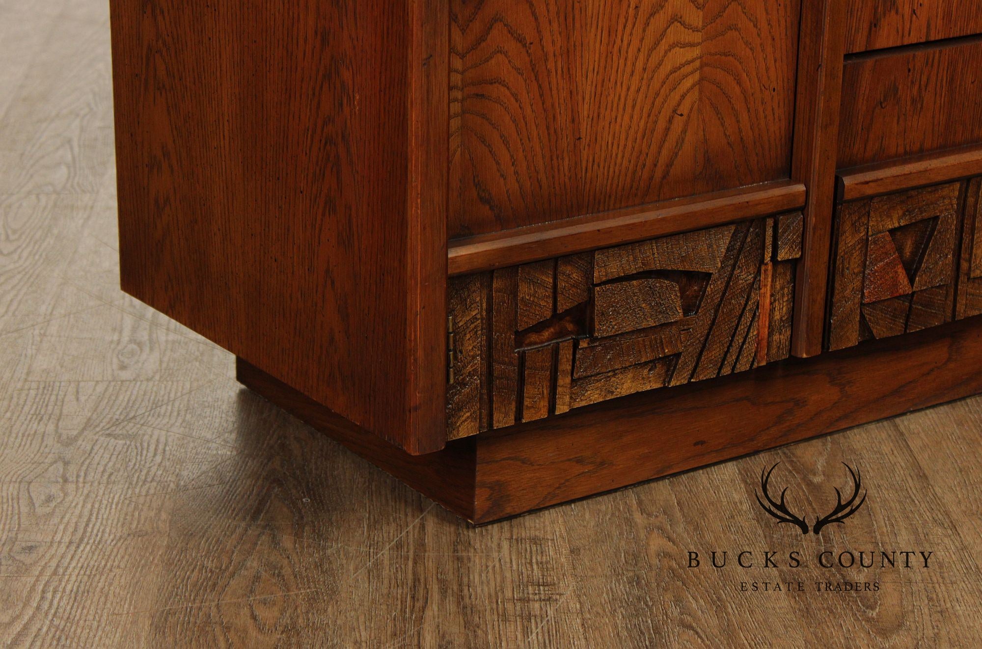Lane 'Pueblo' Brutalist Oak China Cabinet