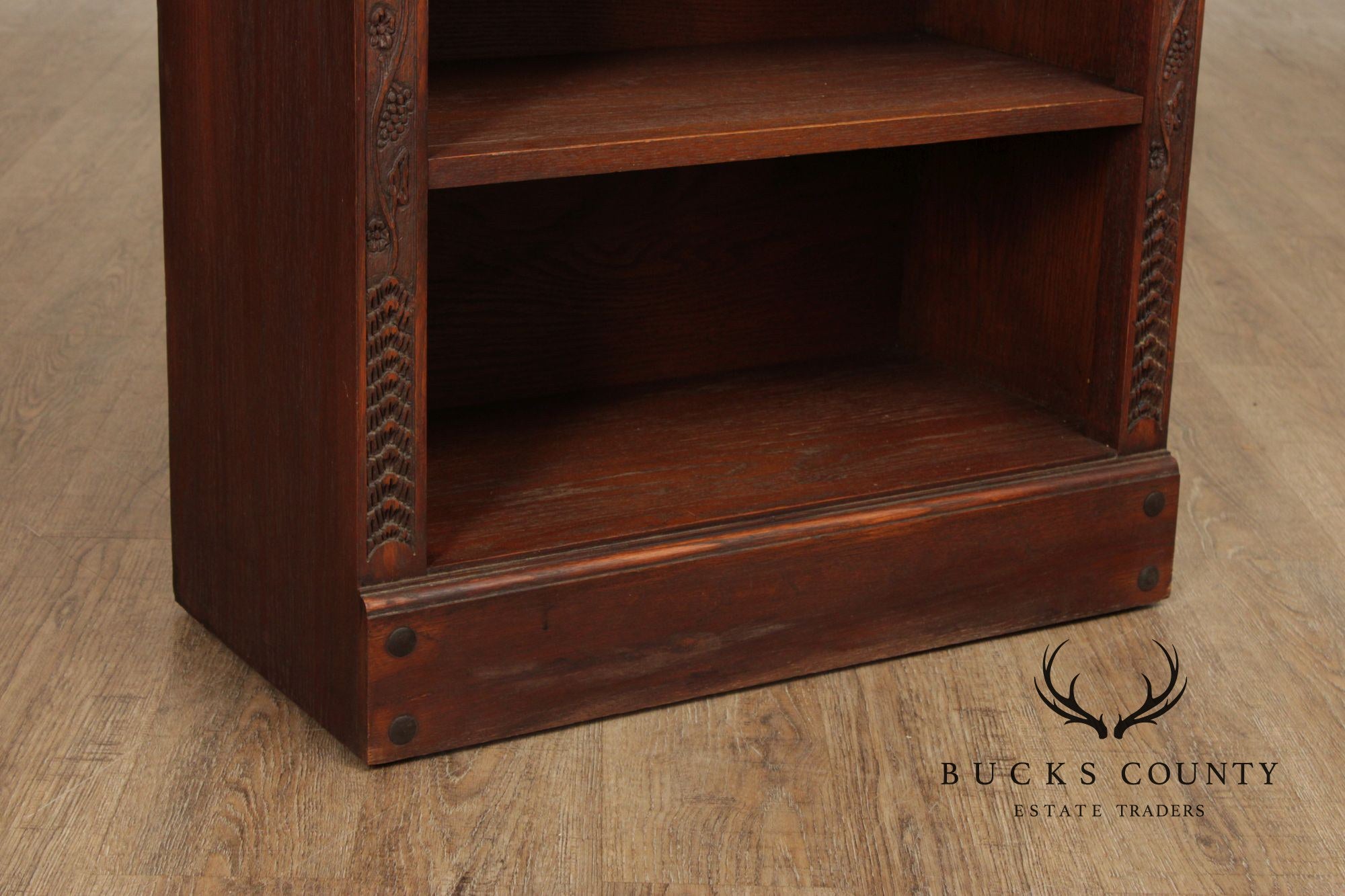 Romweber Pair of Carved Oak Low Bookcases
