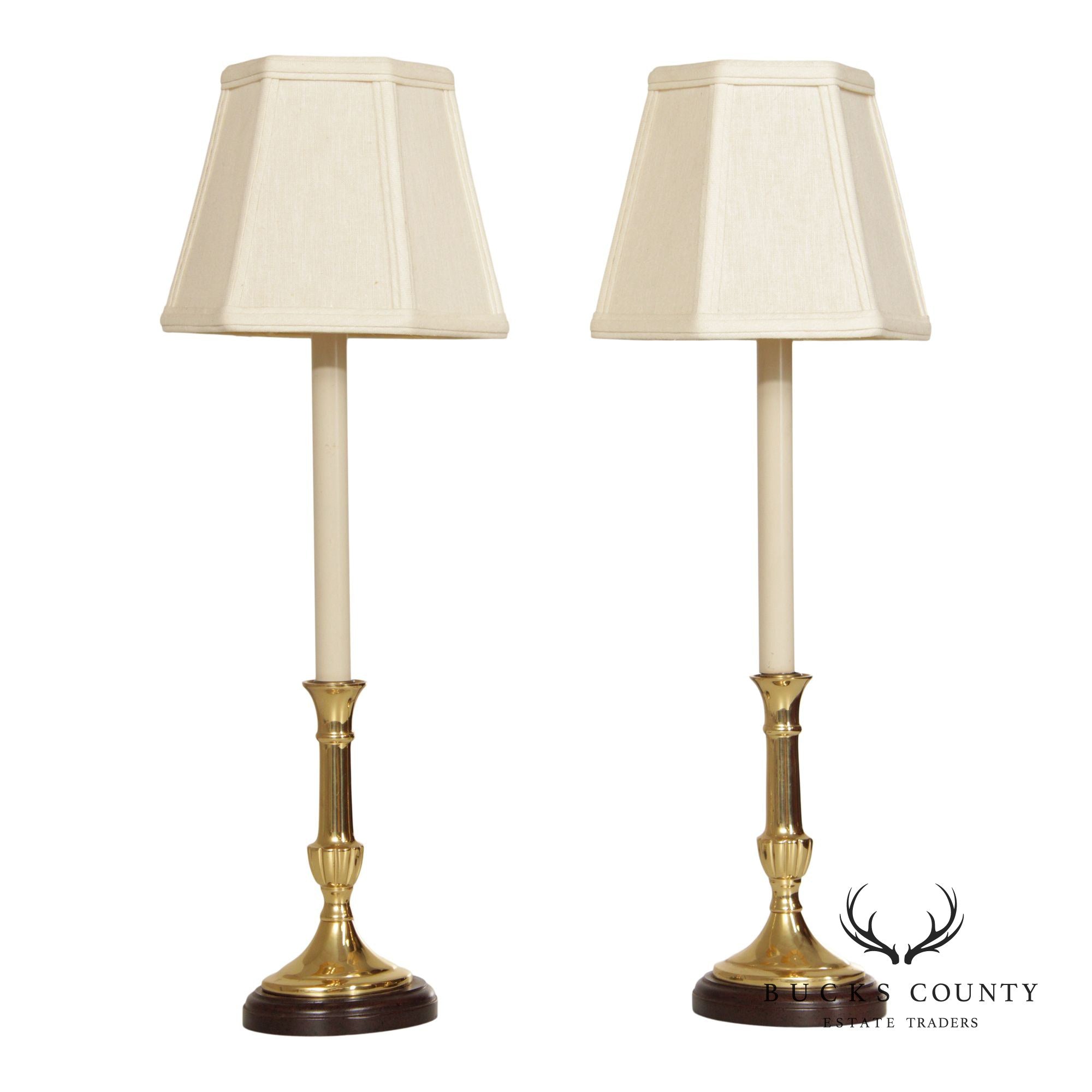 Kaiser Kuhn Lighting Vintage Pair of Brass Candlestick Table Lamps