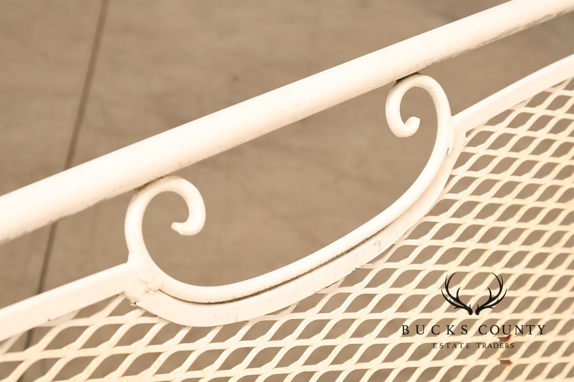 Woodard Wrought Iron Mesh Outdoor Loveseat Bench
