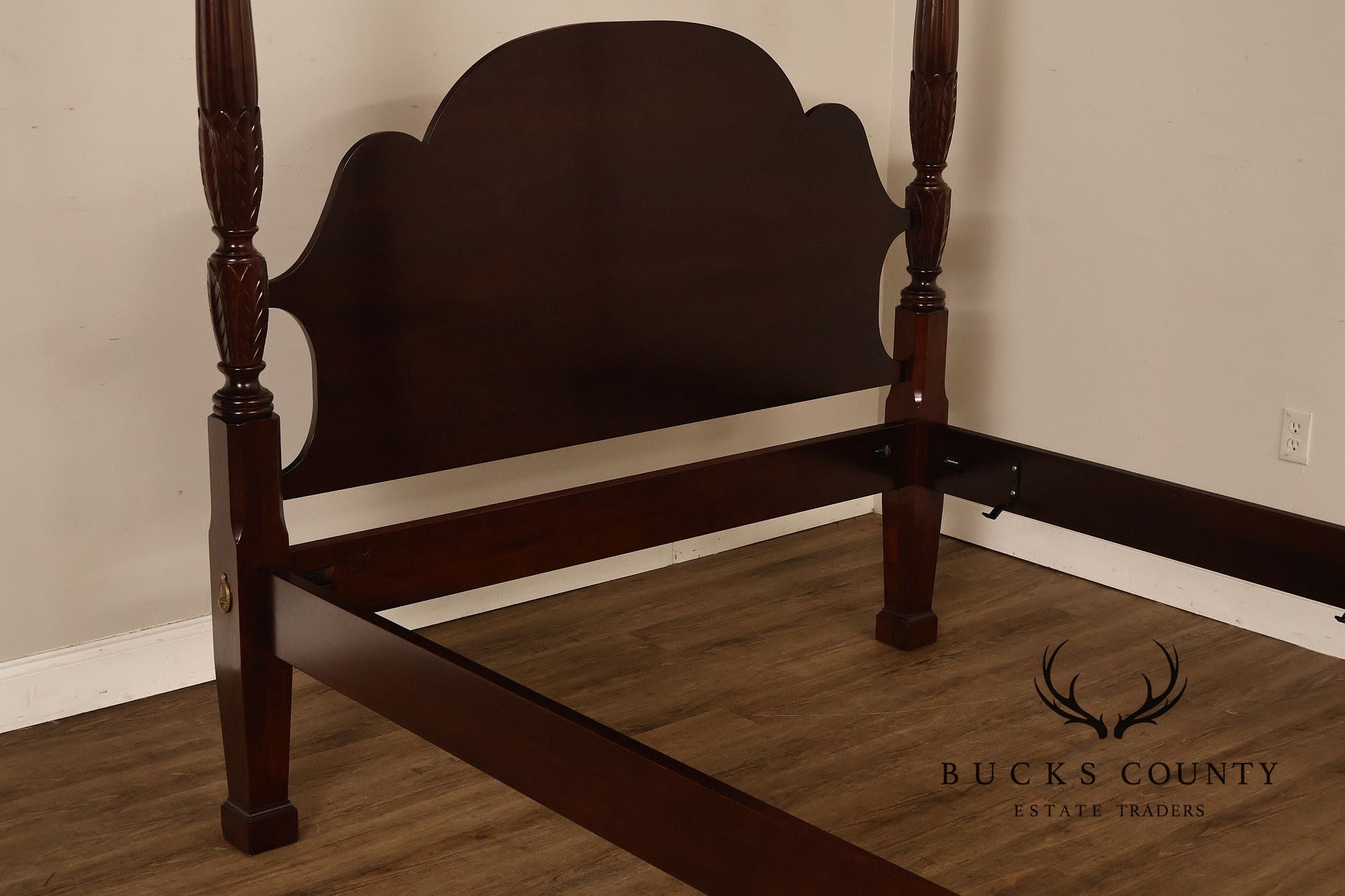 Statton Furniture Cherry Queen Tobacco Leaf Poster Bed