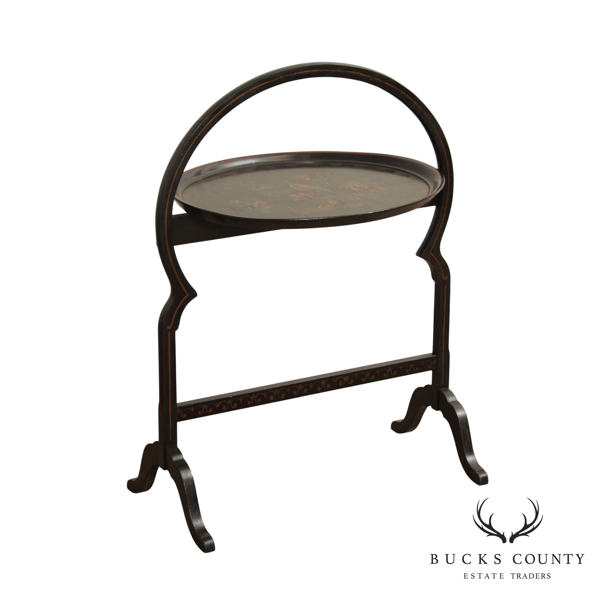 Hand Painted and Decorated Antique Folding Pastry Table
