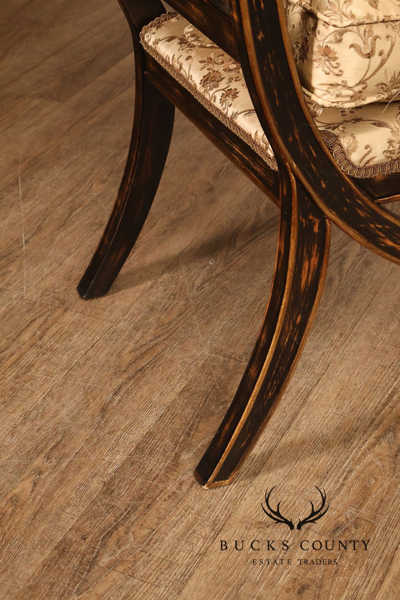 Armando Rho Regency Style Settee Bench Black and Gold