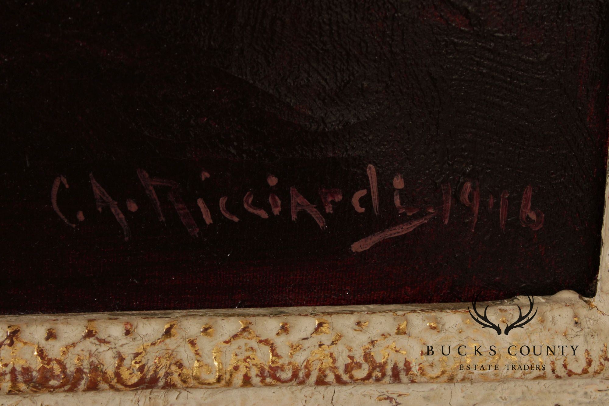 Cesare A. Ricciardi Framed Oil Portrait, Society Woman