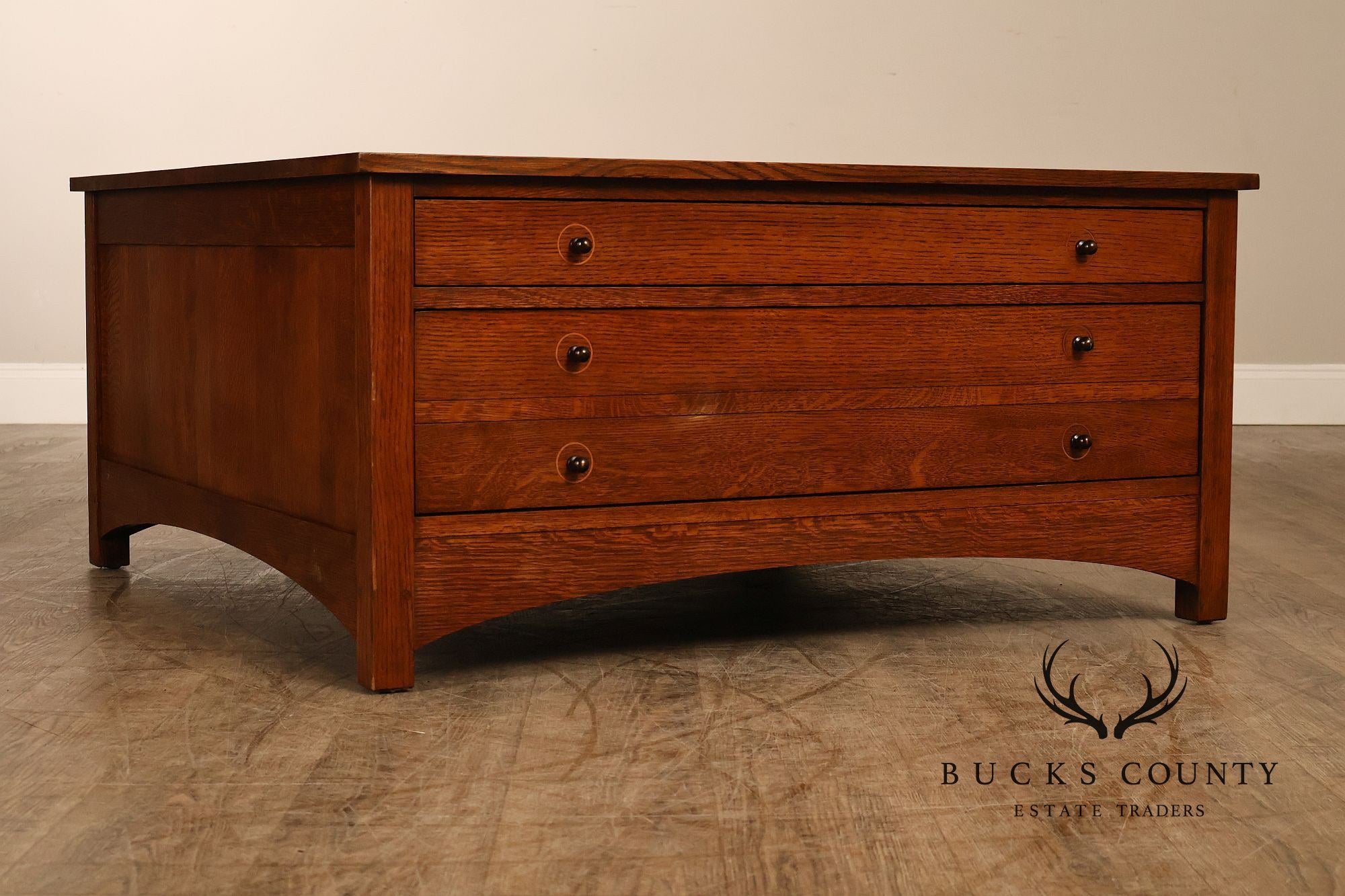 Stickley Harvey Ellis Mission Collection Oak Cocktail Table With Inlay