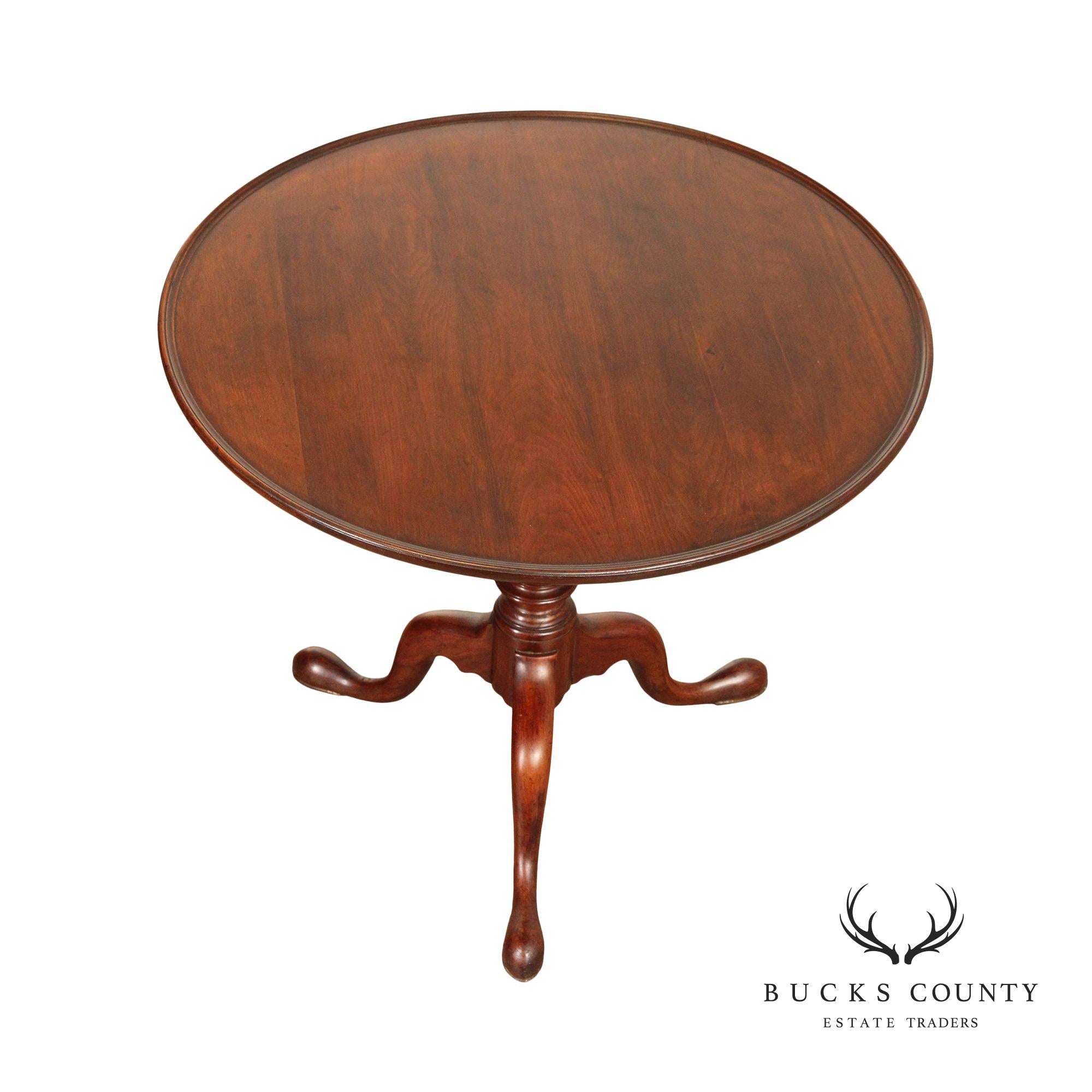 Antique Queen Anne Style Solid Mahogany Round Tilt-Top Table