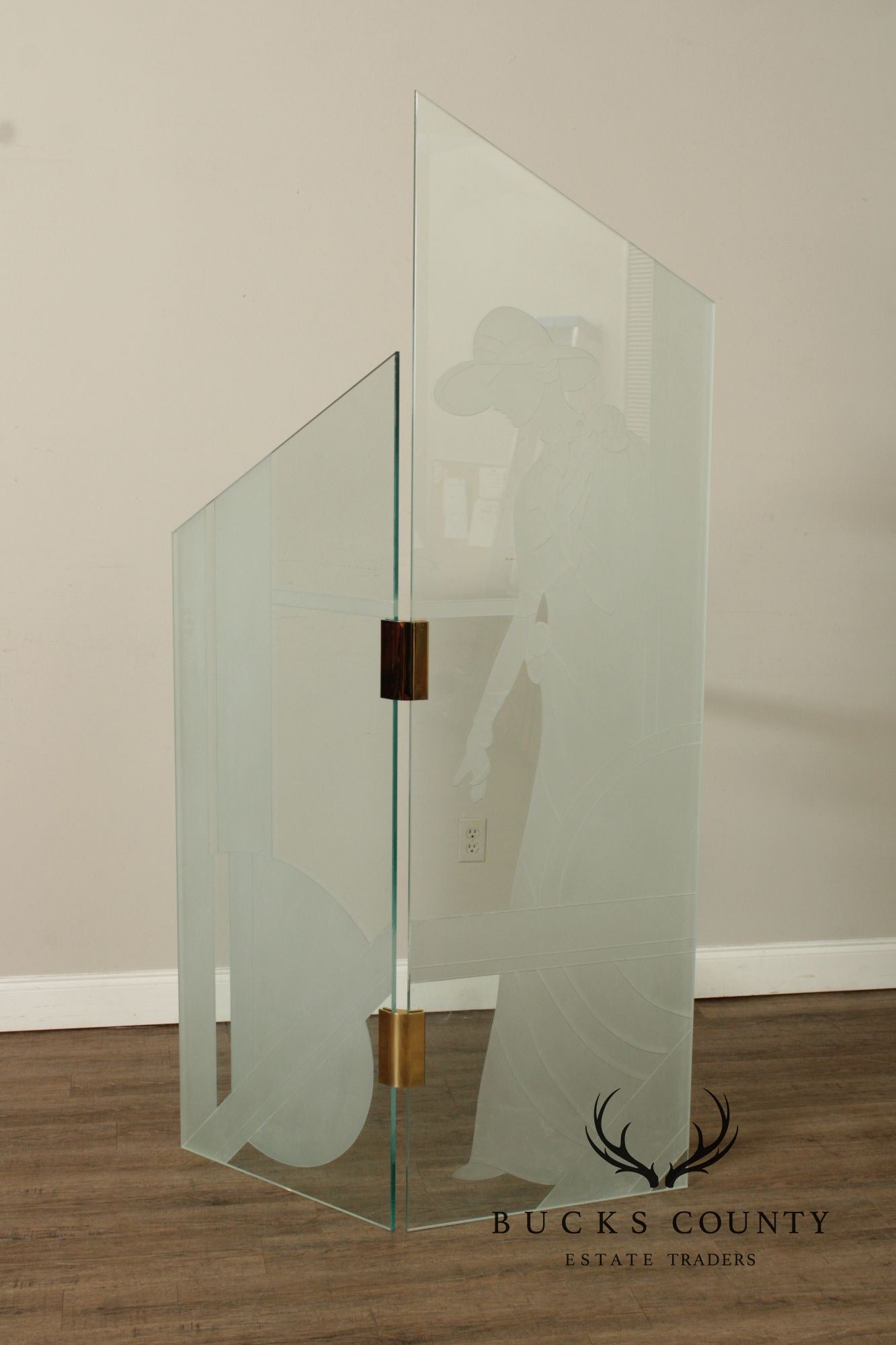 1980's Art Deco Style Glass Four-Panel Room Divider