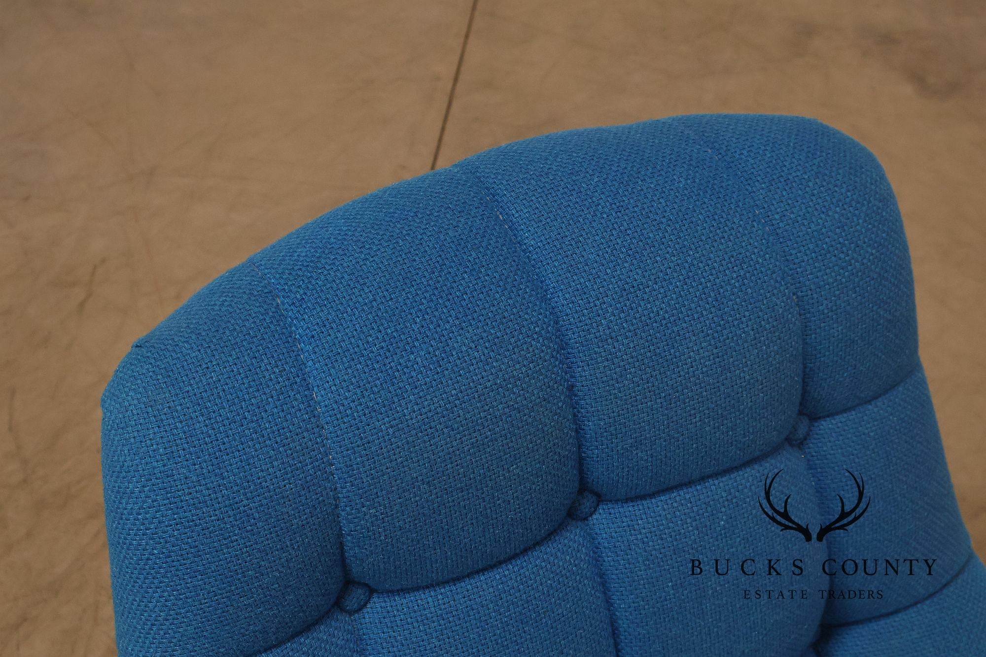 Vintage Schnadig Mid Century Modern Blue Upholstered Tufted Lounge Chair