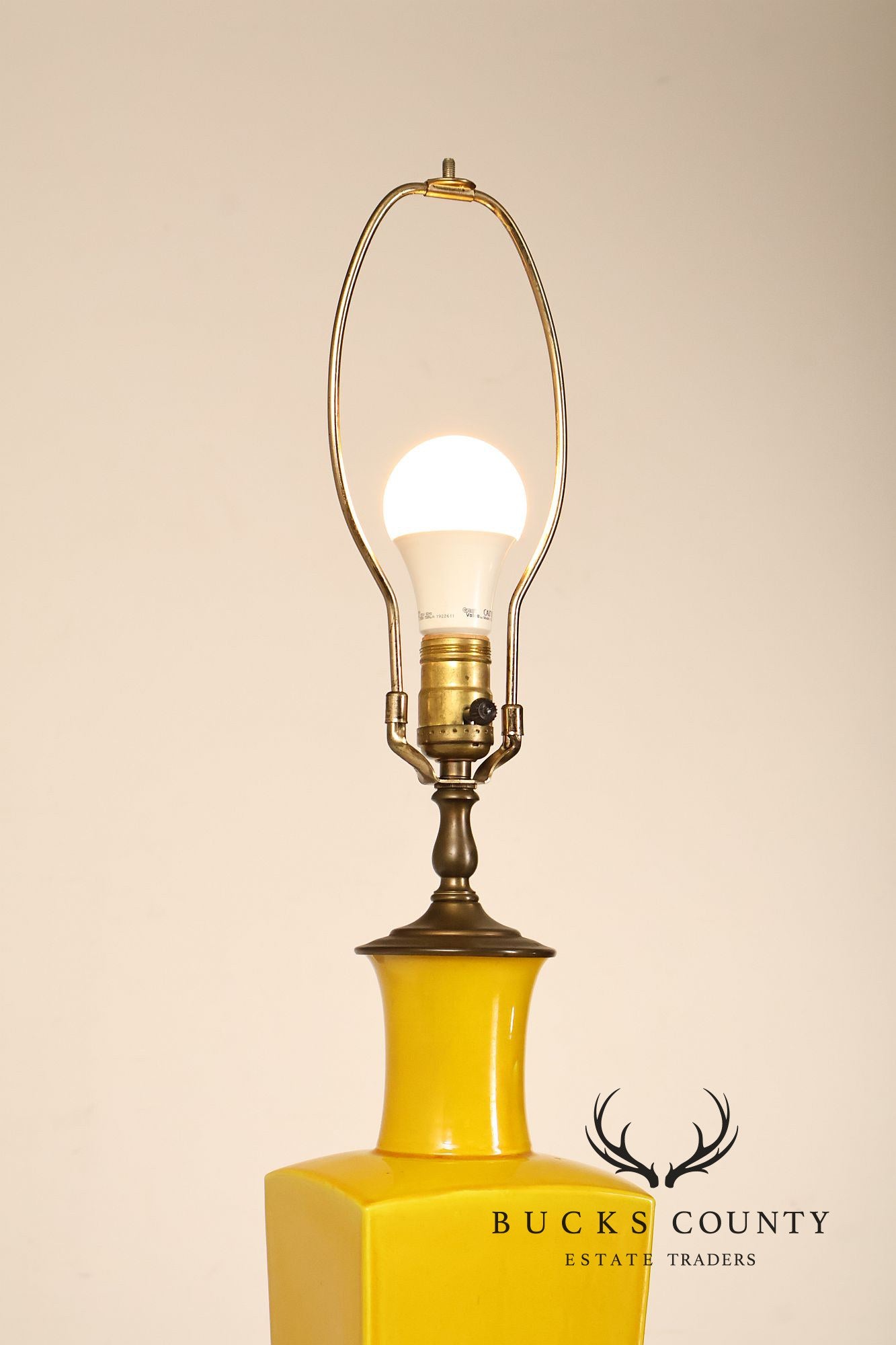 Mid Century Modern Yellow Glazed Ceramic Table Lamp