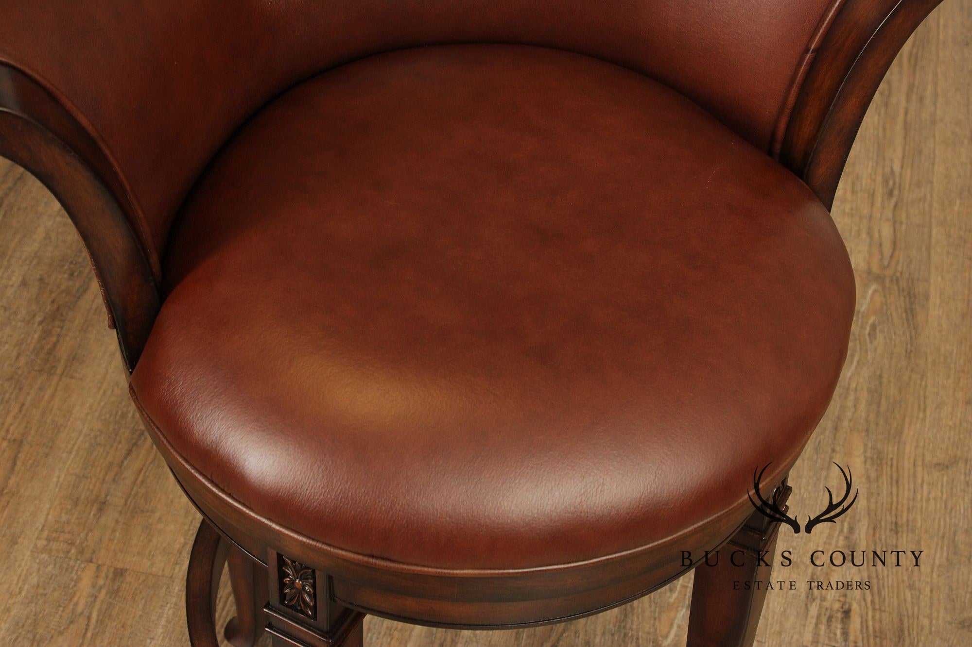 Frontgate by Hillsdale Set of Three Leather Swivel Counter Stools