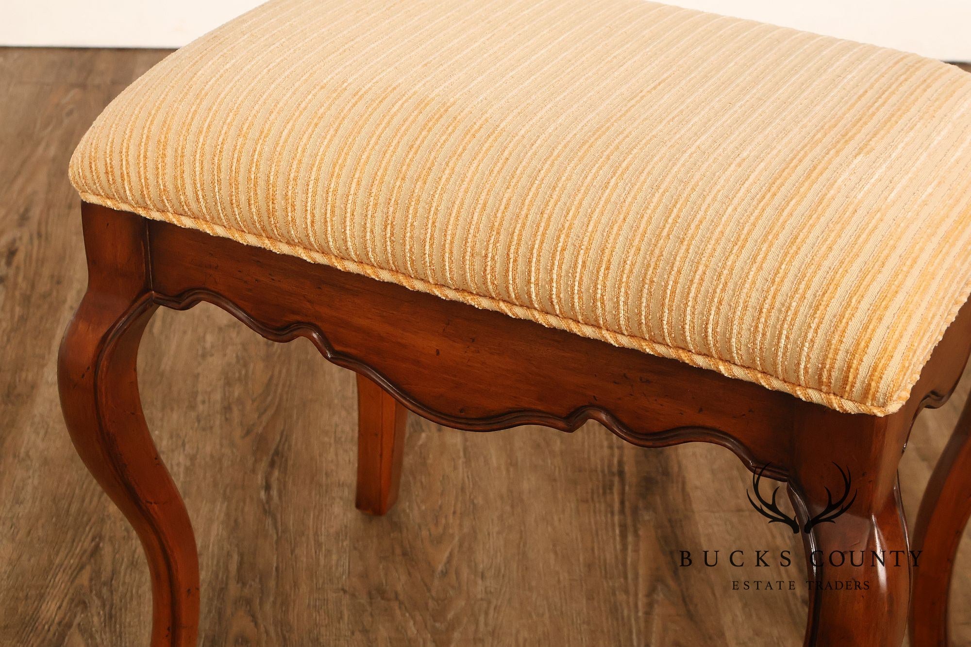French Louis XV Style Carved Wood Vanity Stool