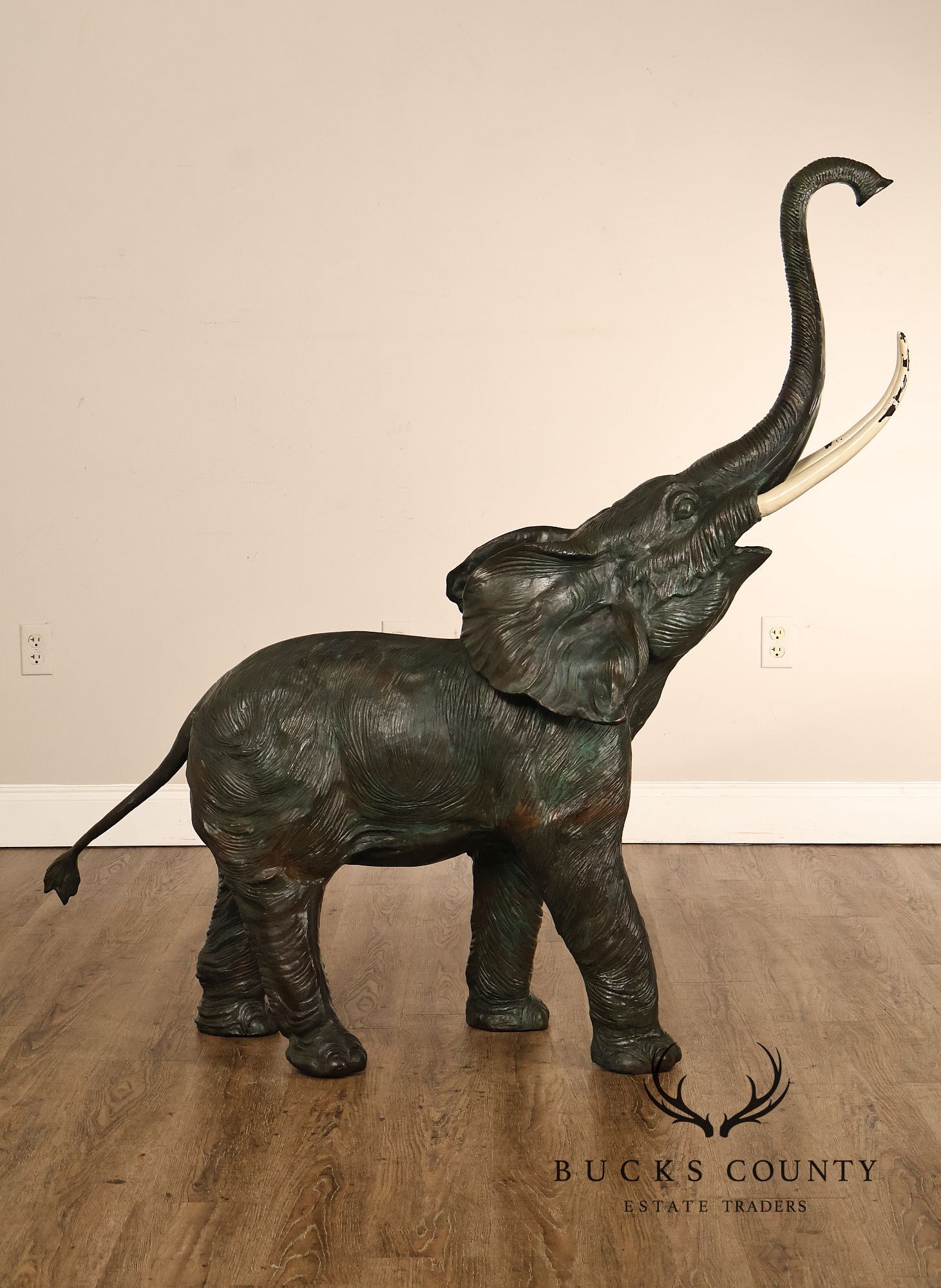 Monumental Patinated Bronze Elephant Statue