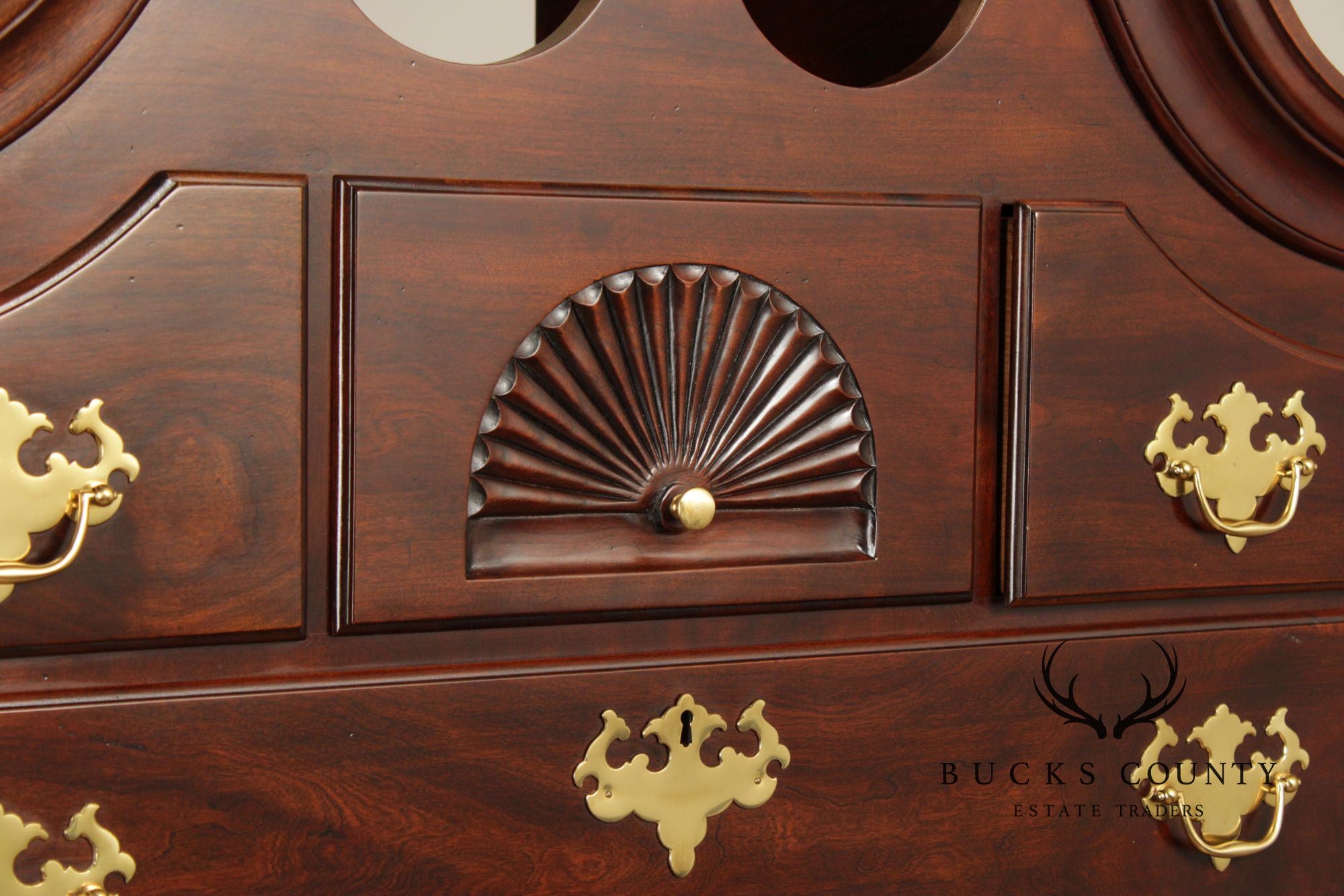Statton Chippendale Style Cherry Chest on Chest