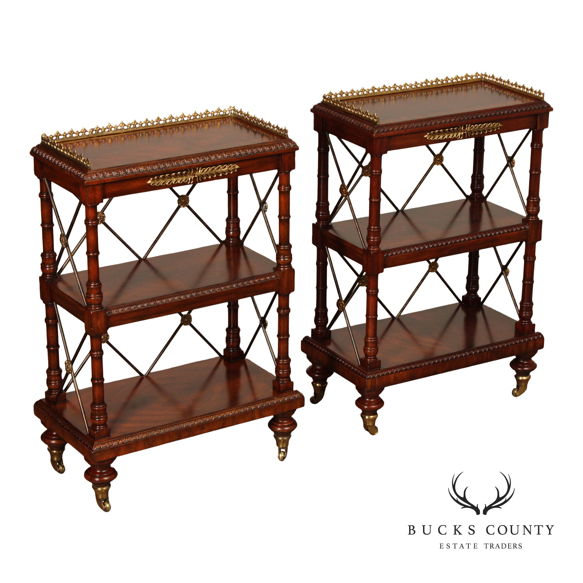 Maitland Smith George IV Style Pair of Mahogany Bookcases