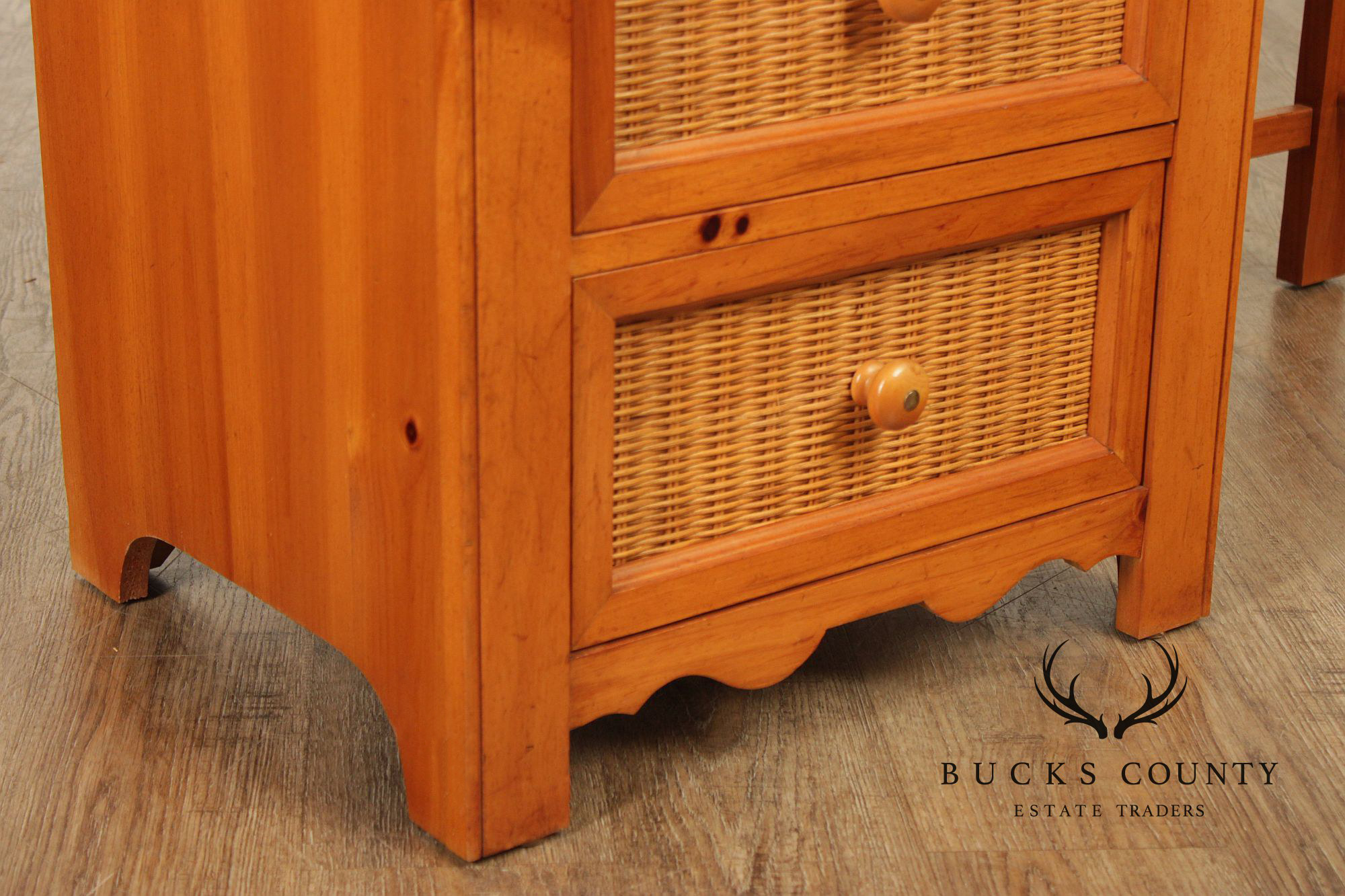 Stanley Furniture Pine and Wicker Writing Desk