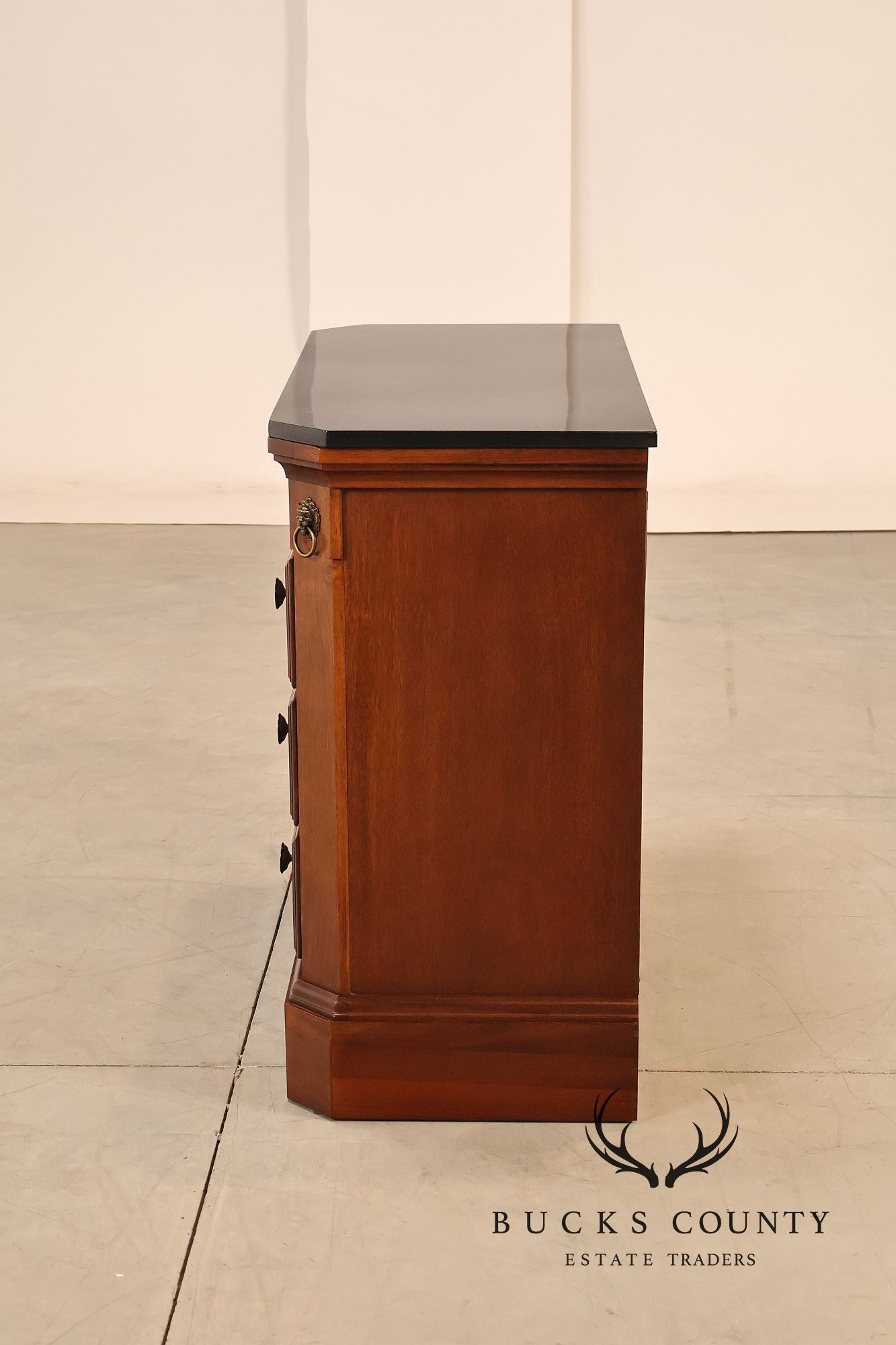 Stanley Furniture Regency Style Pair of Marble Top Mahogany Nightstands