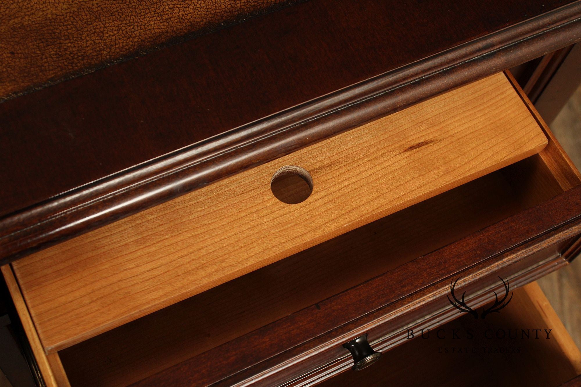 Ethan Allen Leather Top Cherry 'Buckley' Executive Desk