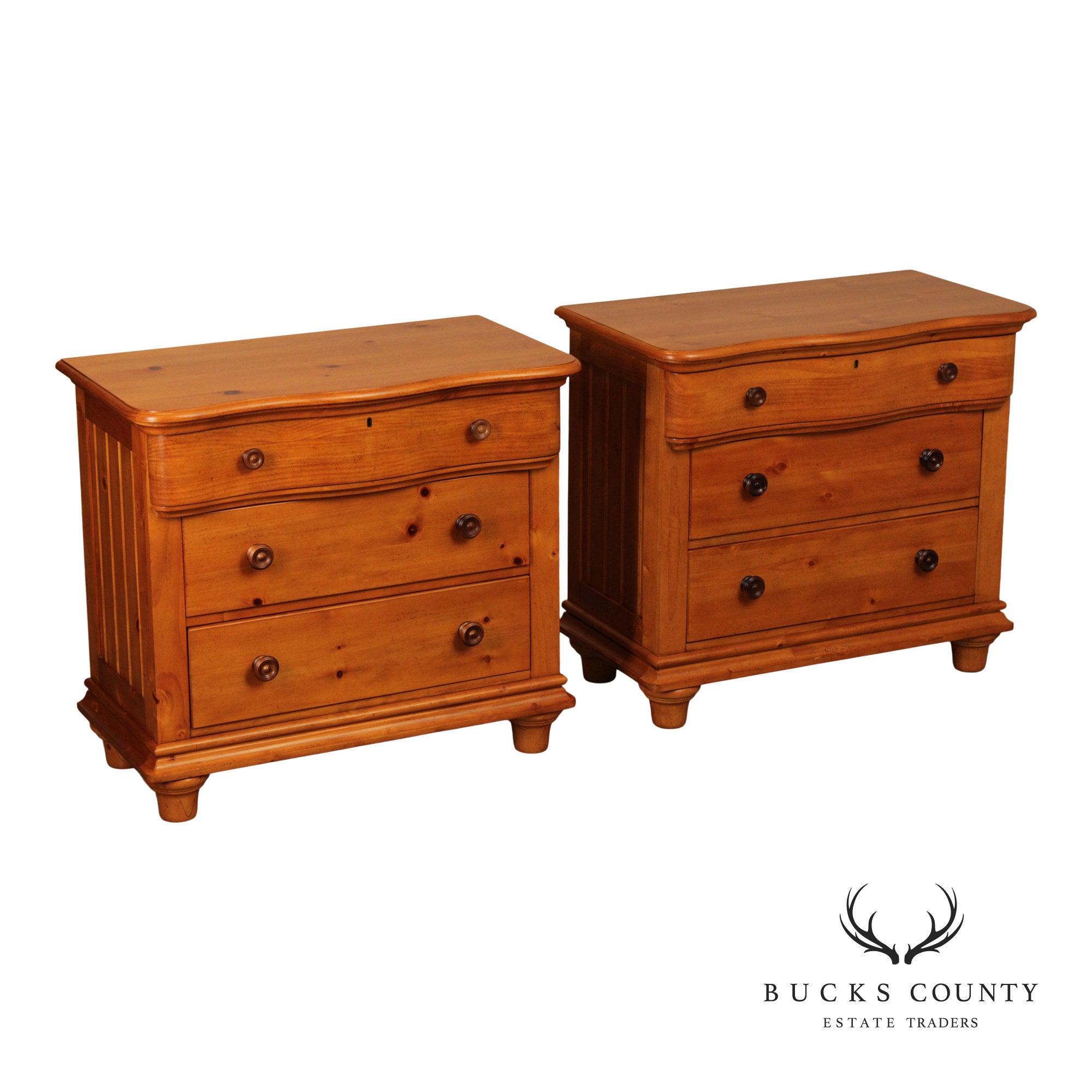 Stanley Furniture Pair of Pine Three-Drawer Nightstands