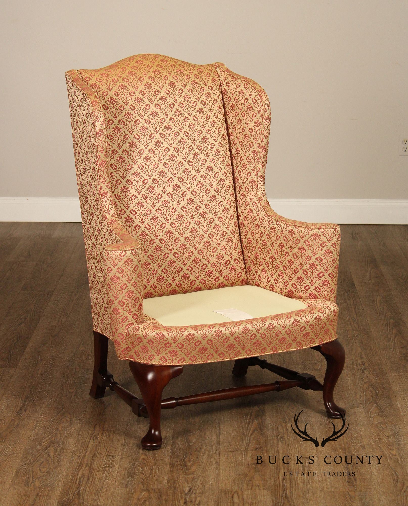 Hickory Chair Queen Anne Style Mahogany Wingback Armchair