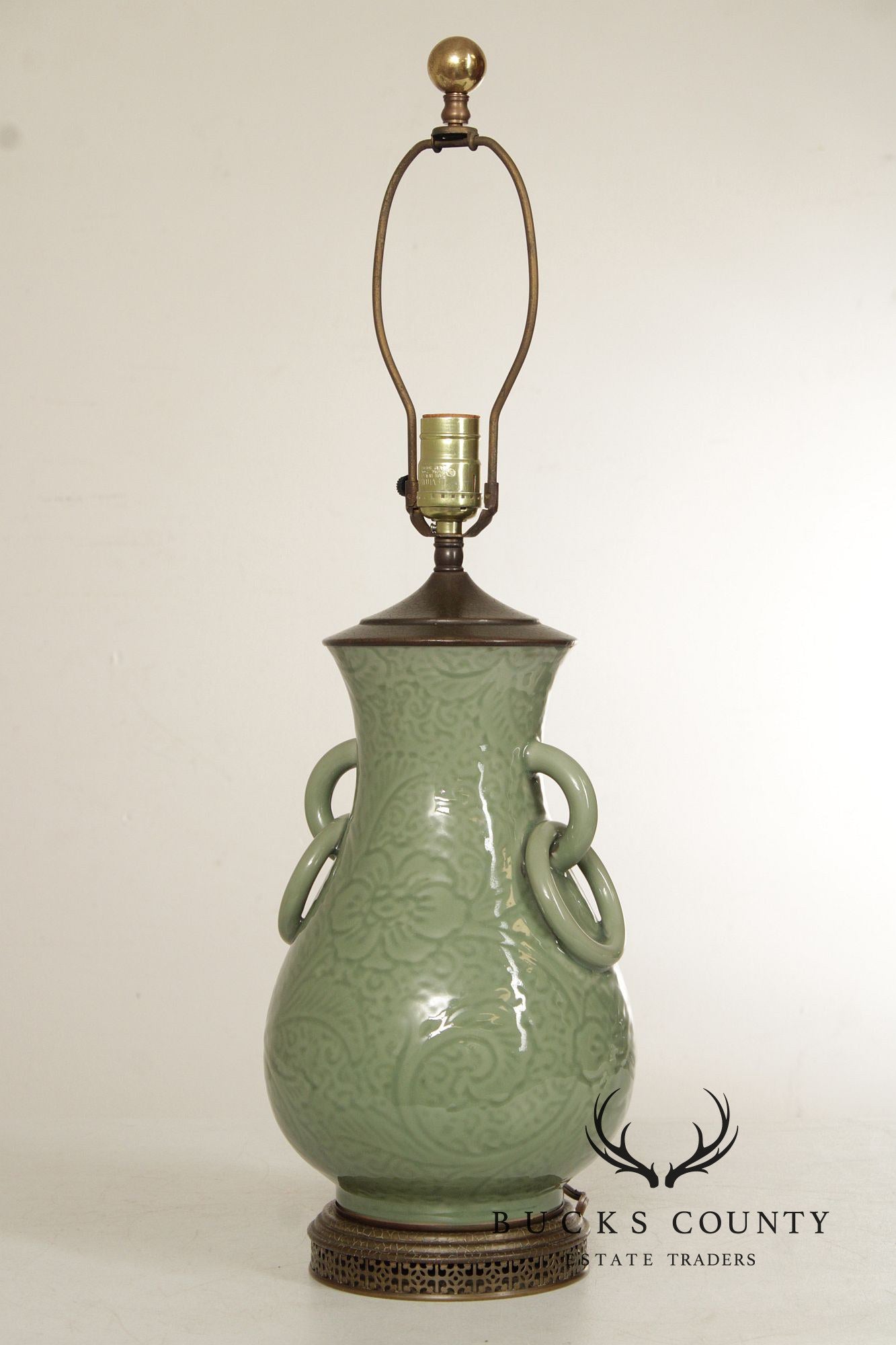 Asian Style Celadon Glazed Table Lamp