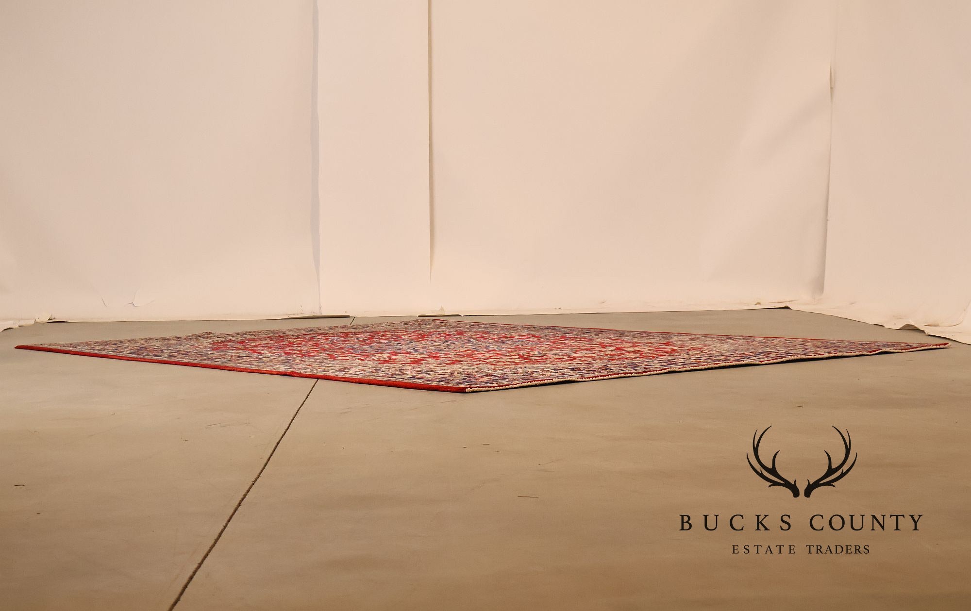 Hand Knotted Persian Style Vintage Wool Area Rug Red Field Floral Medallion