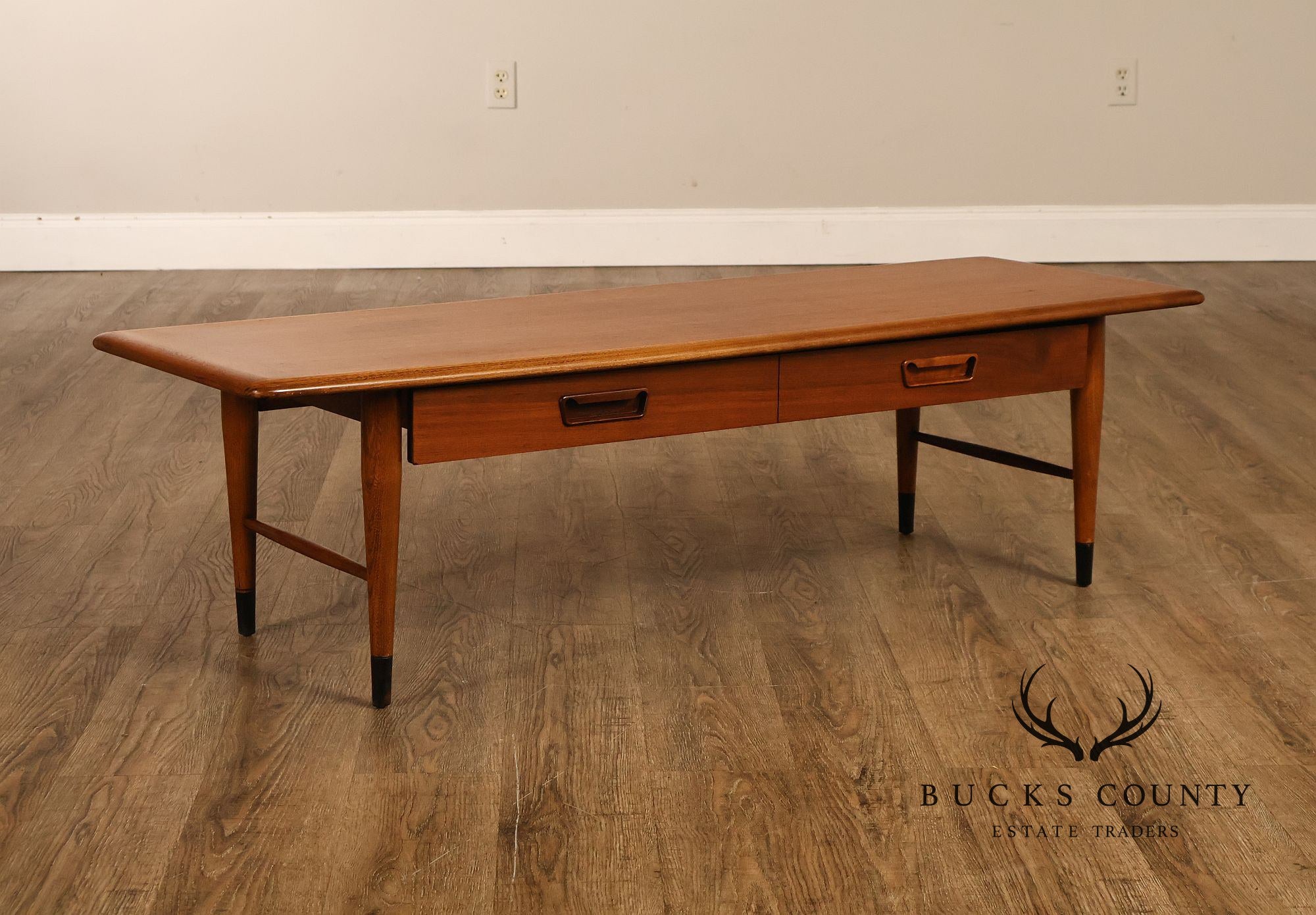 Lane Acclaim Mid Century Modern Walnut Single Drawer Rectangular Coffee Table