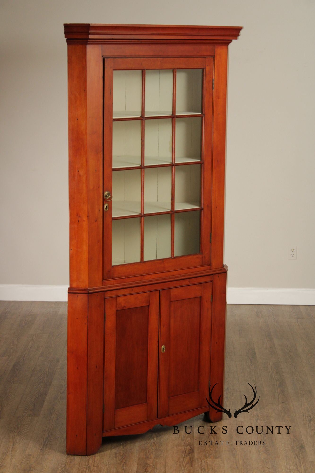 Antique American Farmhouse Cherry Corner Cabinet