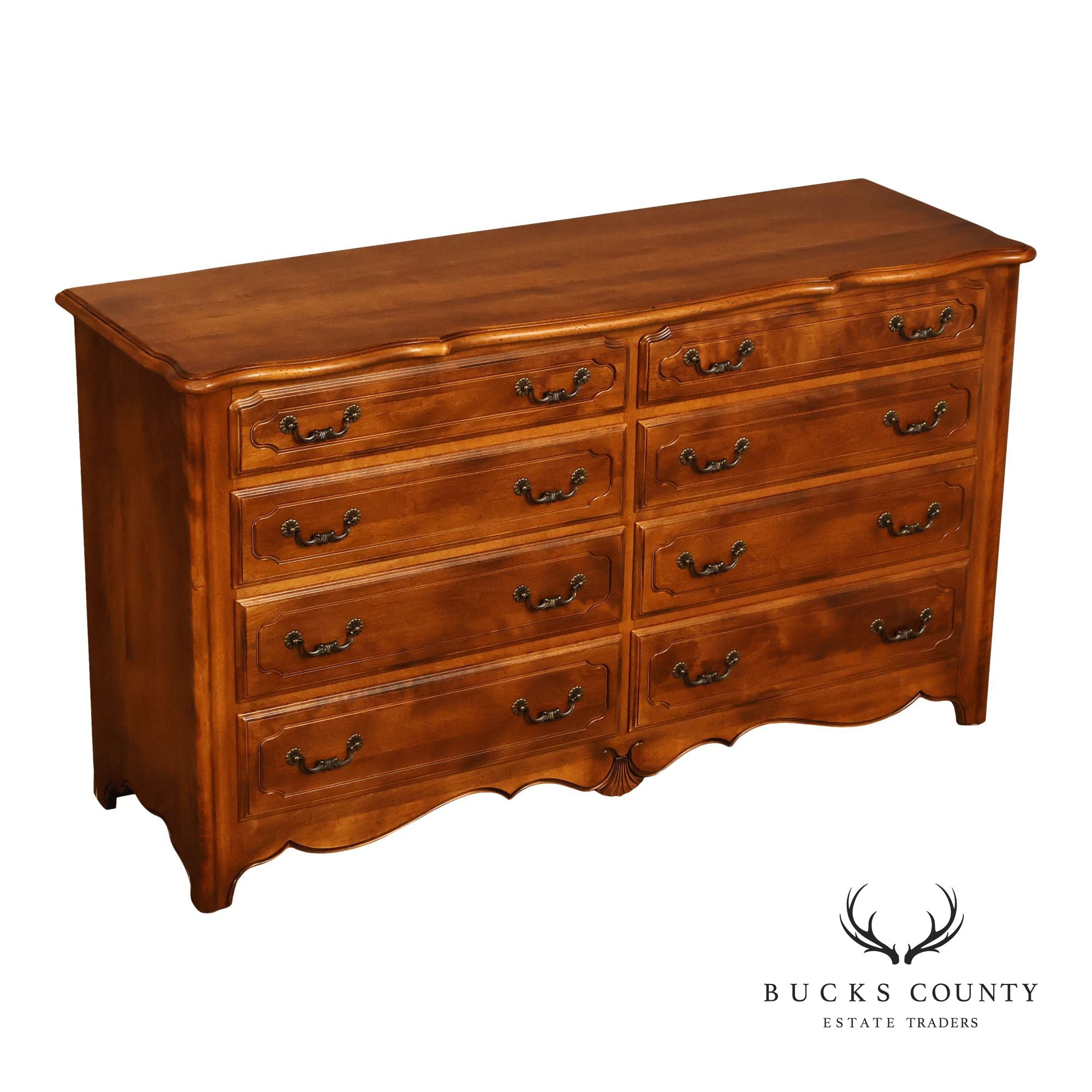 Ethan Allen Country French Maple And Birchwood Eight Drawer Dresser
