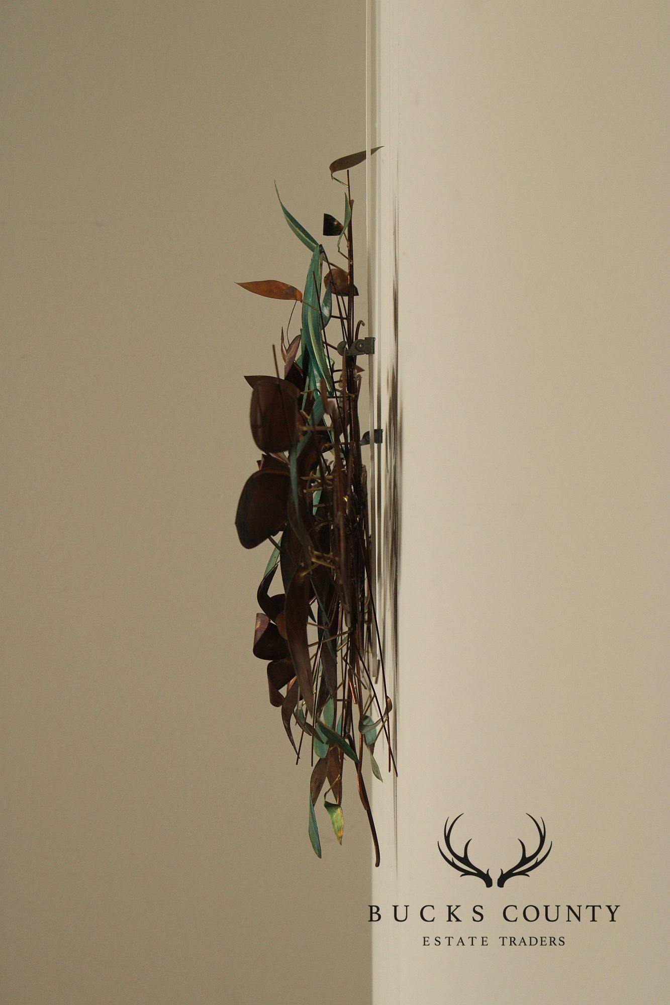 Vintage Enameled Metal Clematis Wall Sculpture