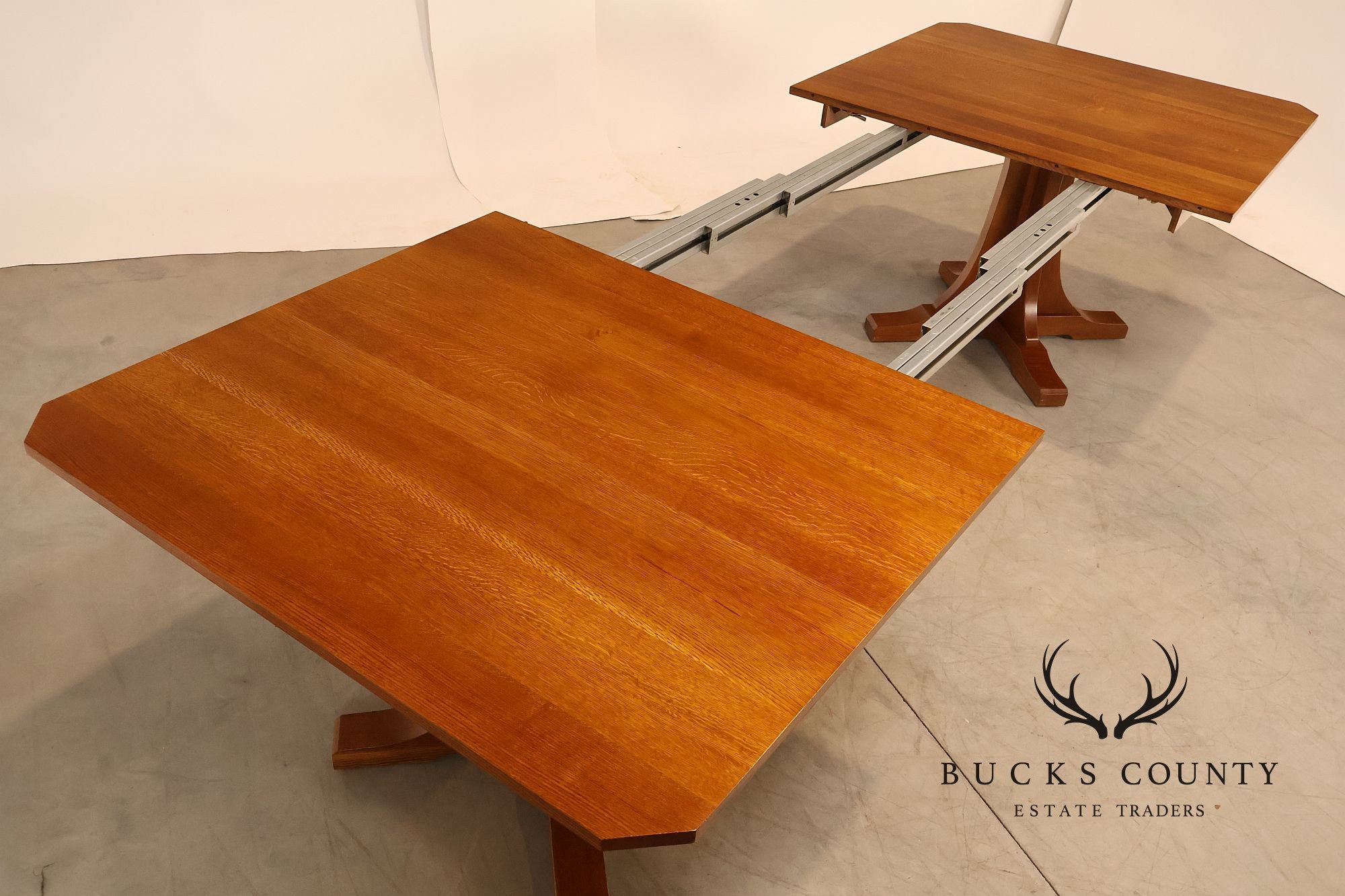 Stickley Mission Collection Oak Double Pedestal Dining Table