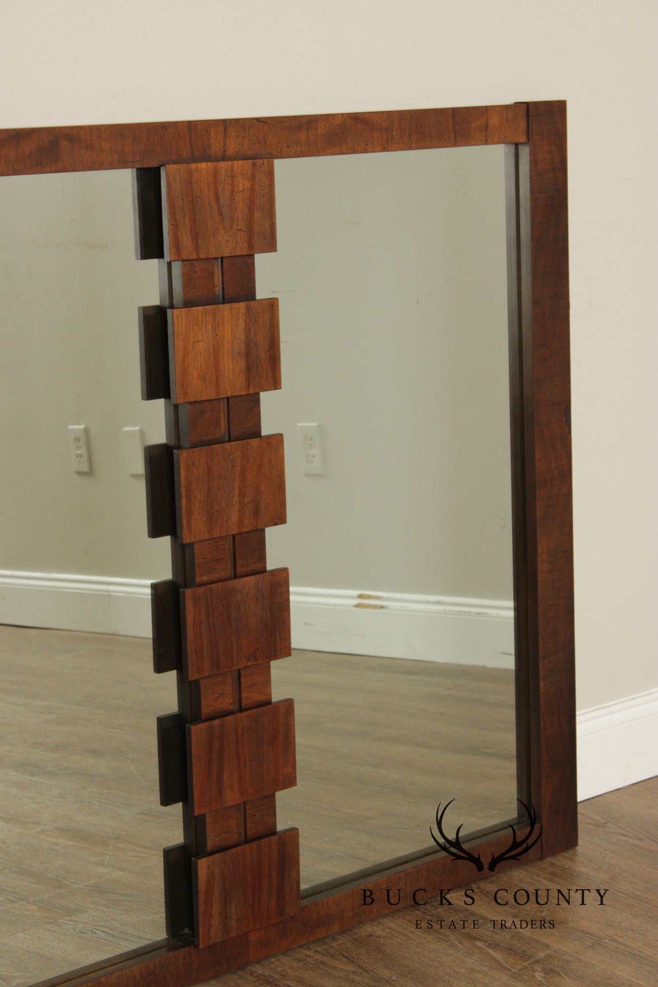 Lane 'Staccato' Brutalist Walnut Wall Mirror