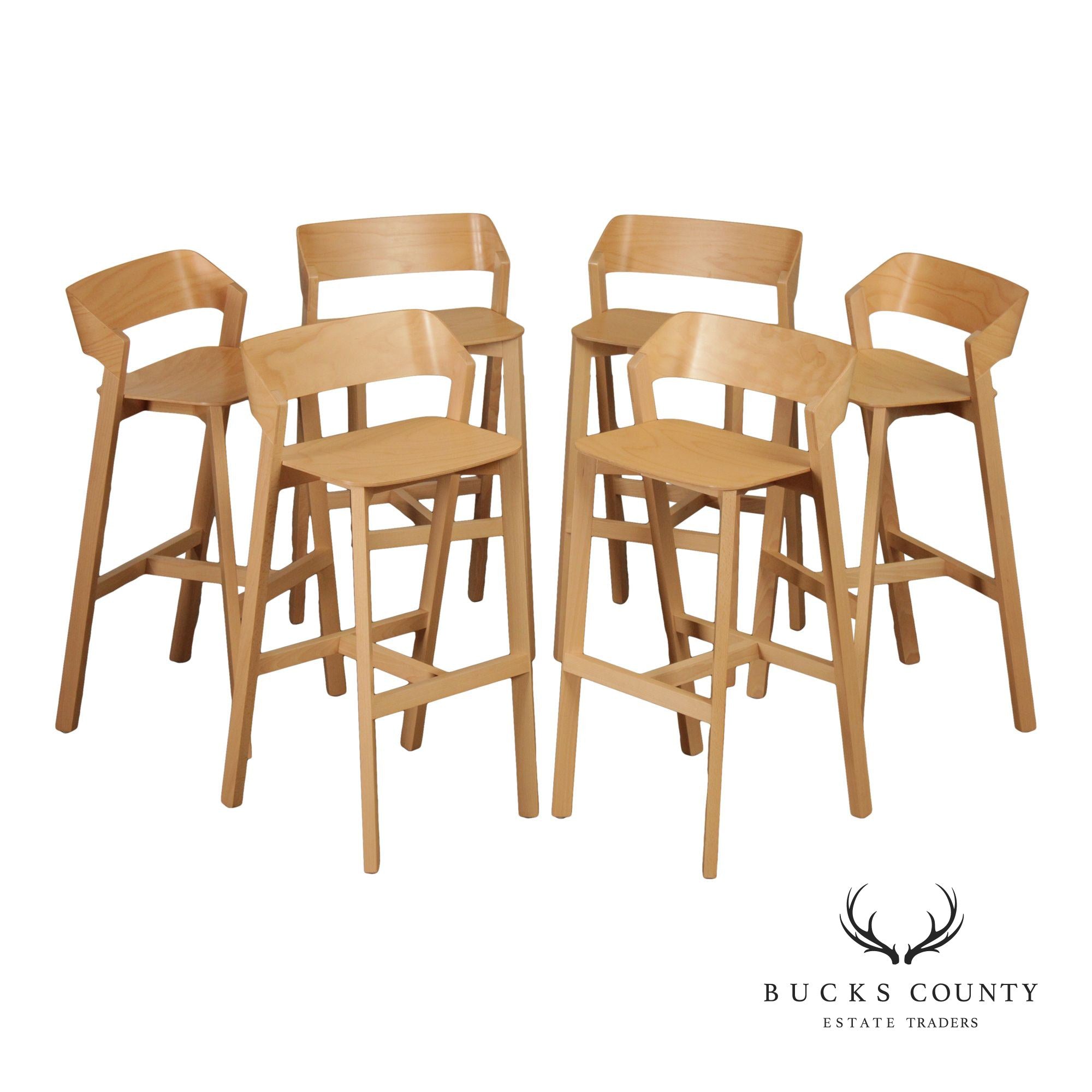 QUALITY BENTWOOD SET OF SIX MERANO BARSTOOLS BY TON