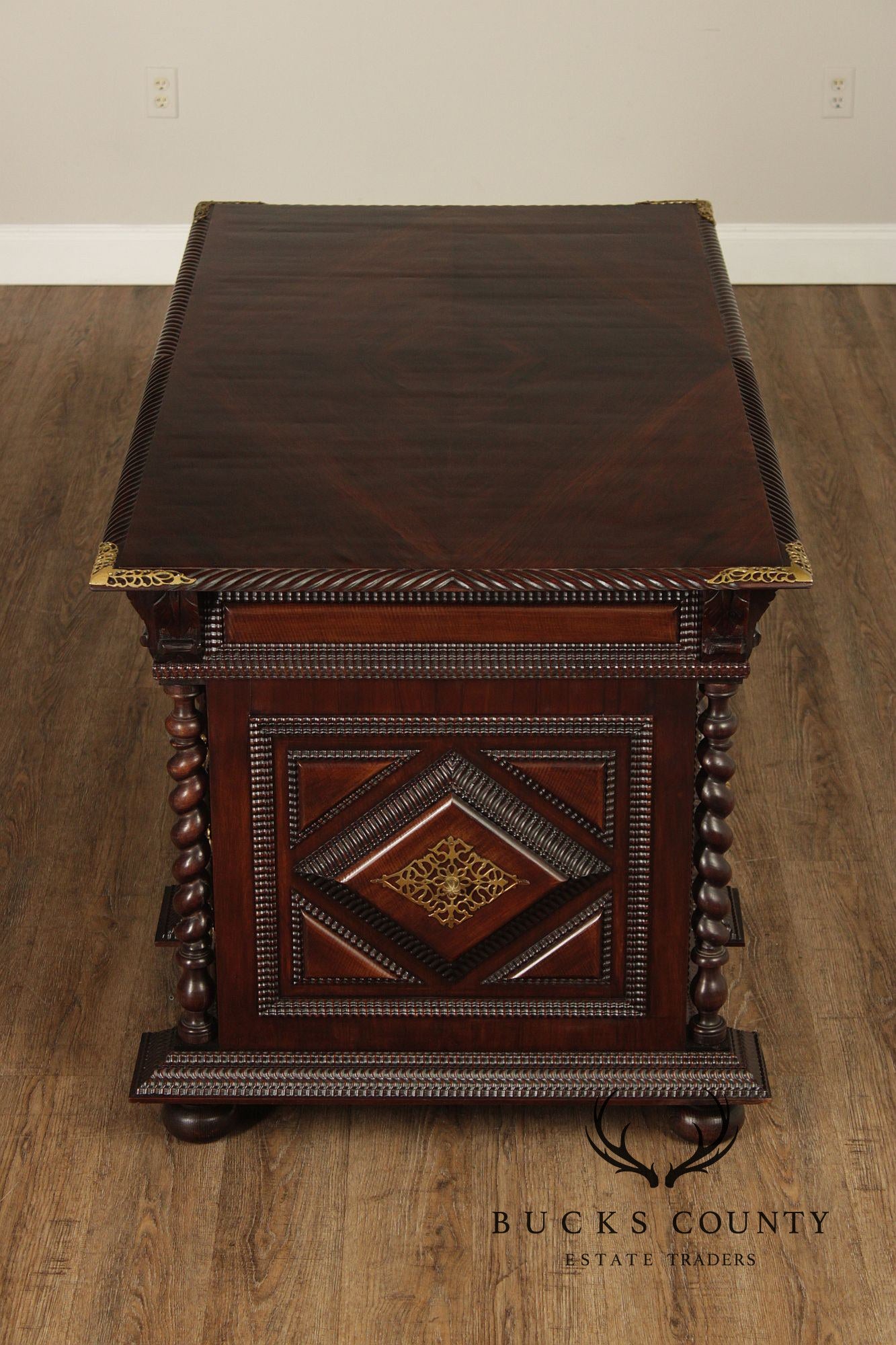 Antique Anglo Indian Carved Executive Desk