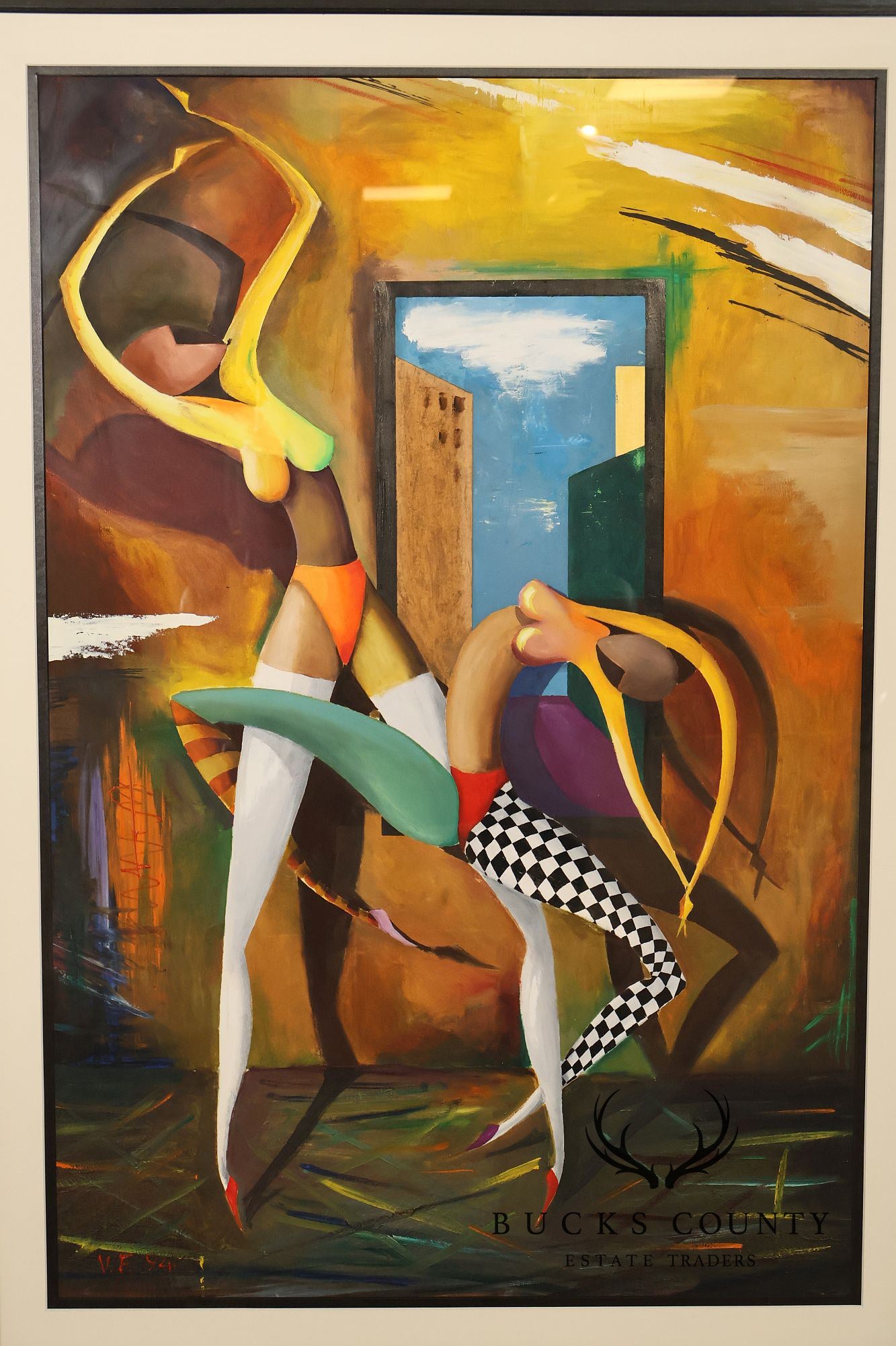 Large Framed Oil Painting Of Dancers By Vassily Fedulov
